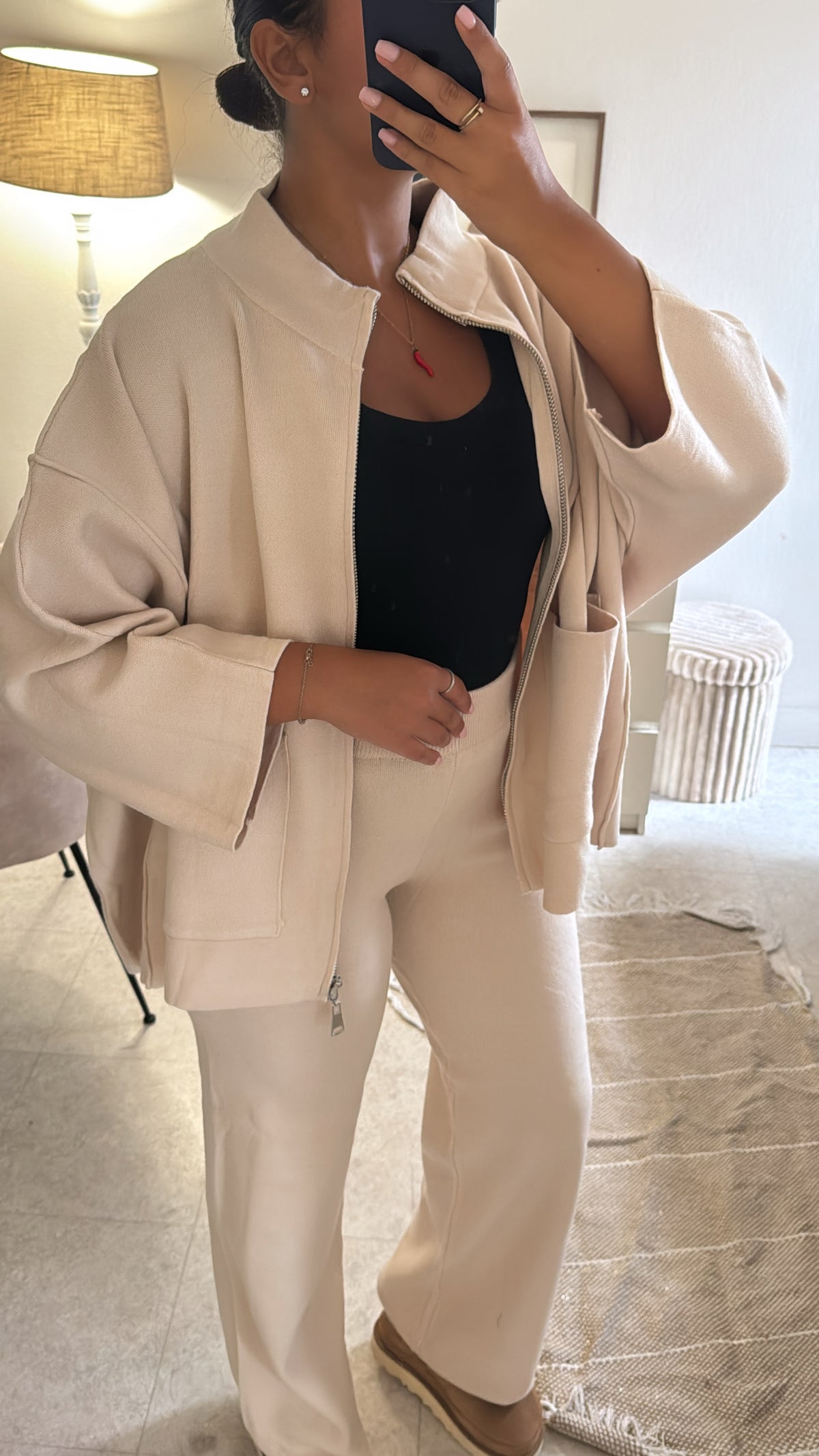 ENSEMBLE GILET À ZIP EN LAINE COSY BEIGE