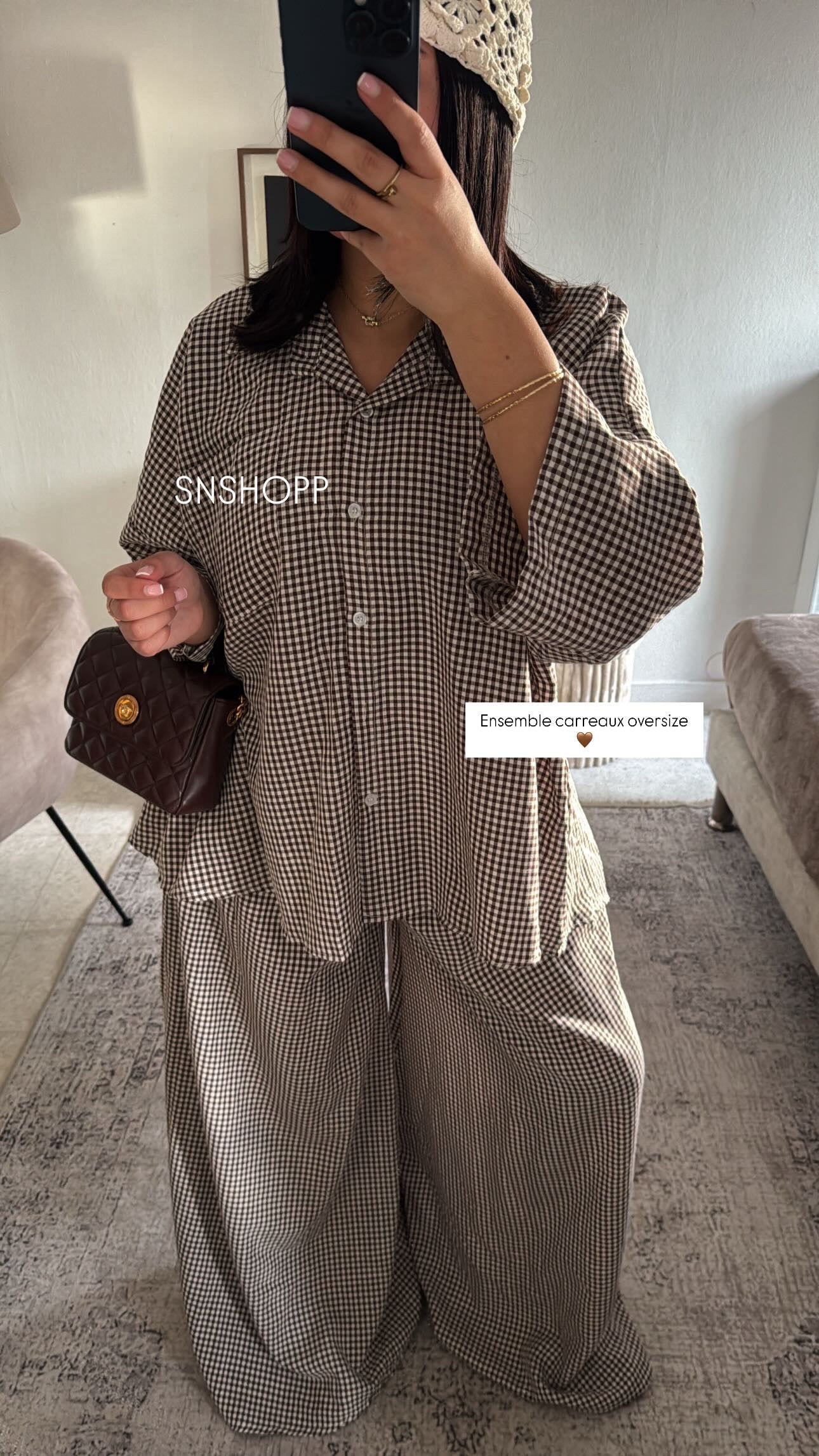 ENSEMBLE CARREAUX OVERSIZE MARRON