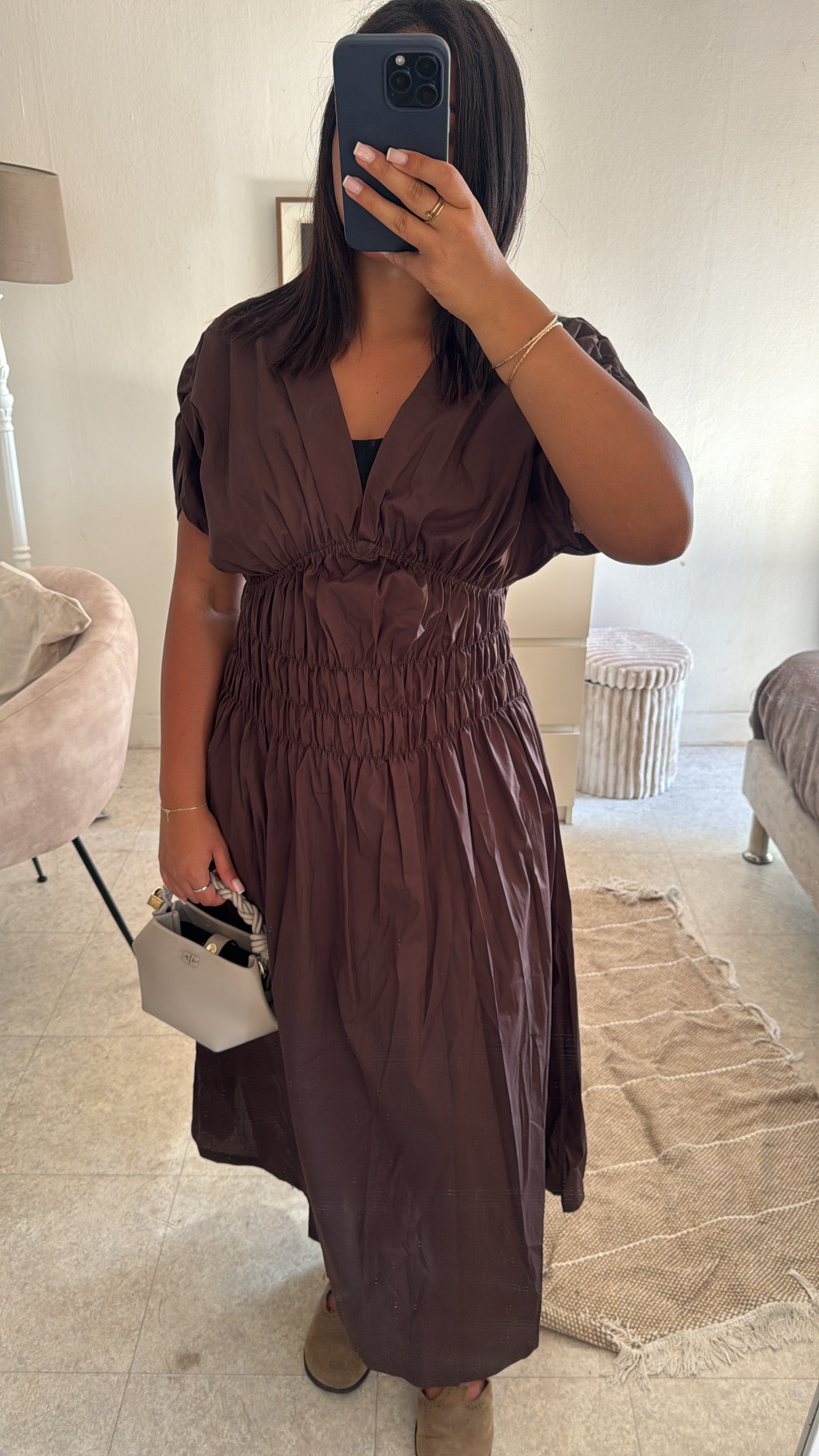 ROBE POPELINE MARRON