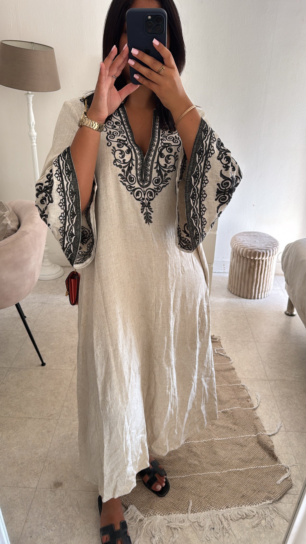 ROBE BELDI EN LIN BEIGE