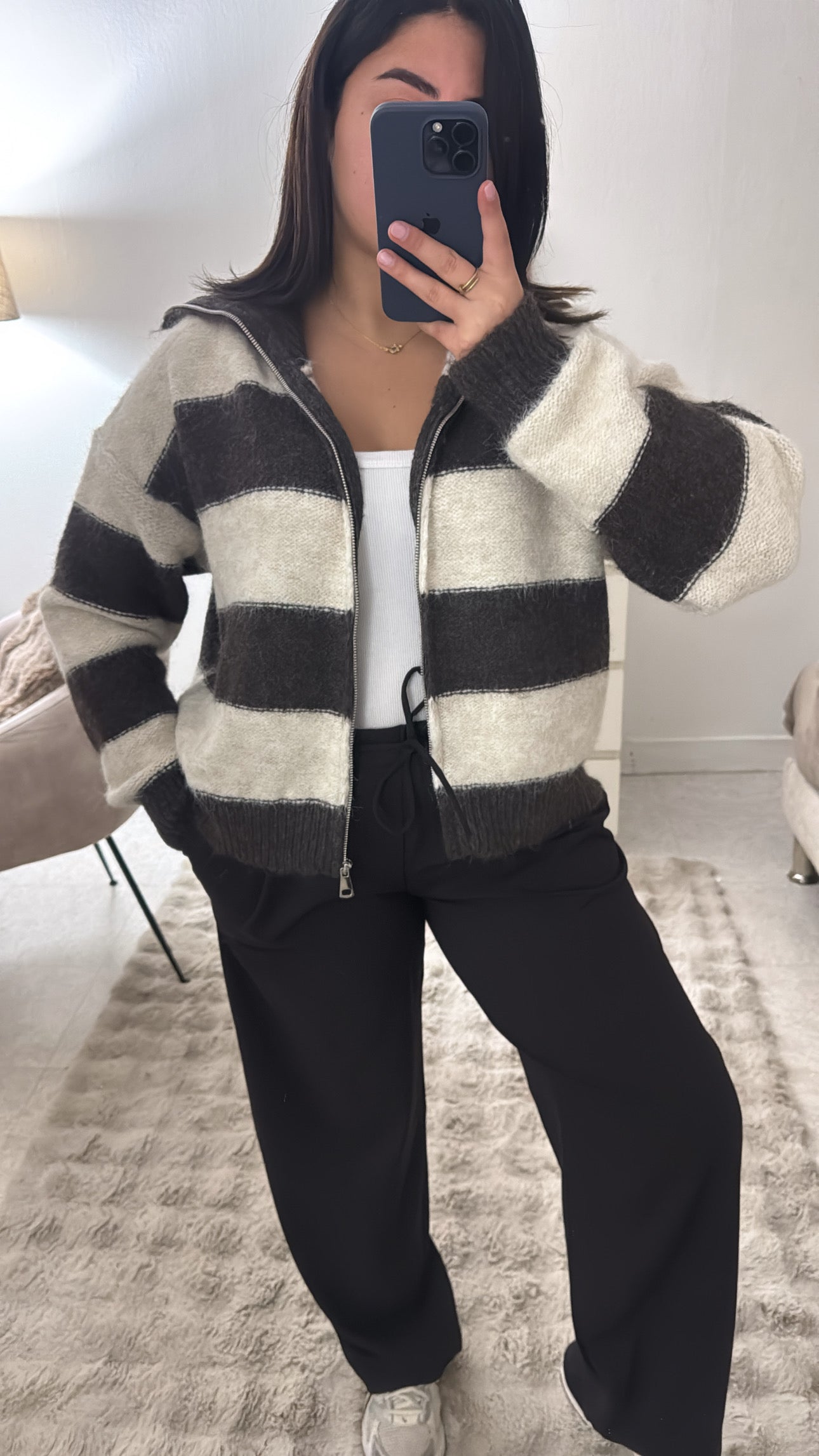 GILET À ZIP MARRON BEIGE