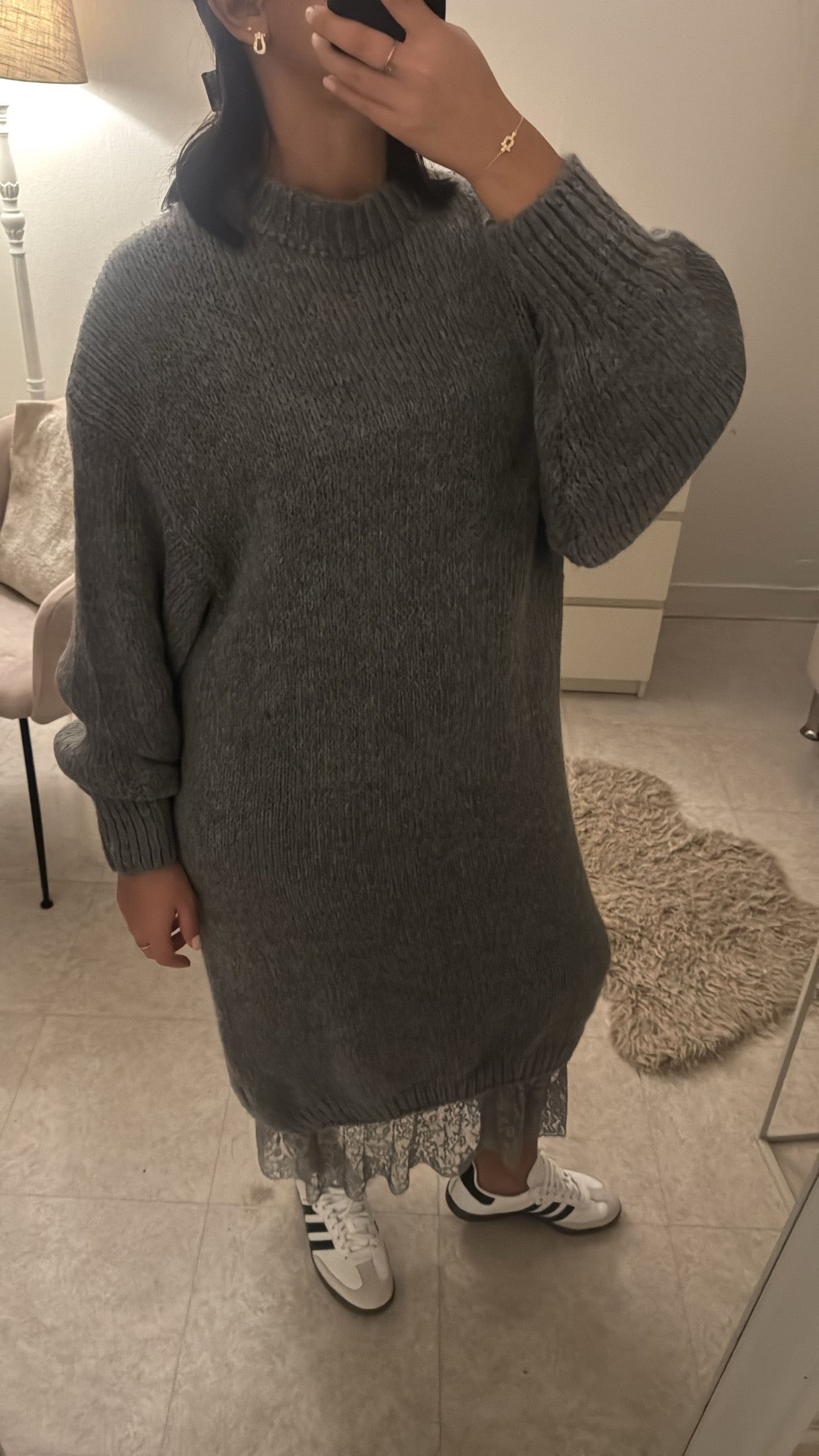 ROBE LANA DENTELLE GRISE