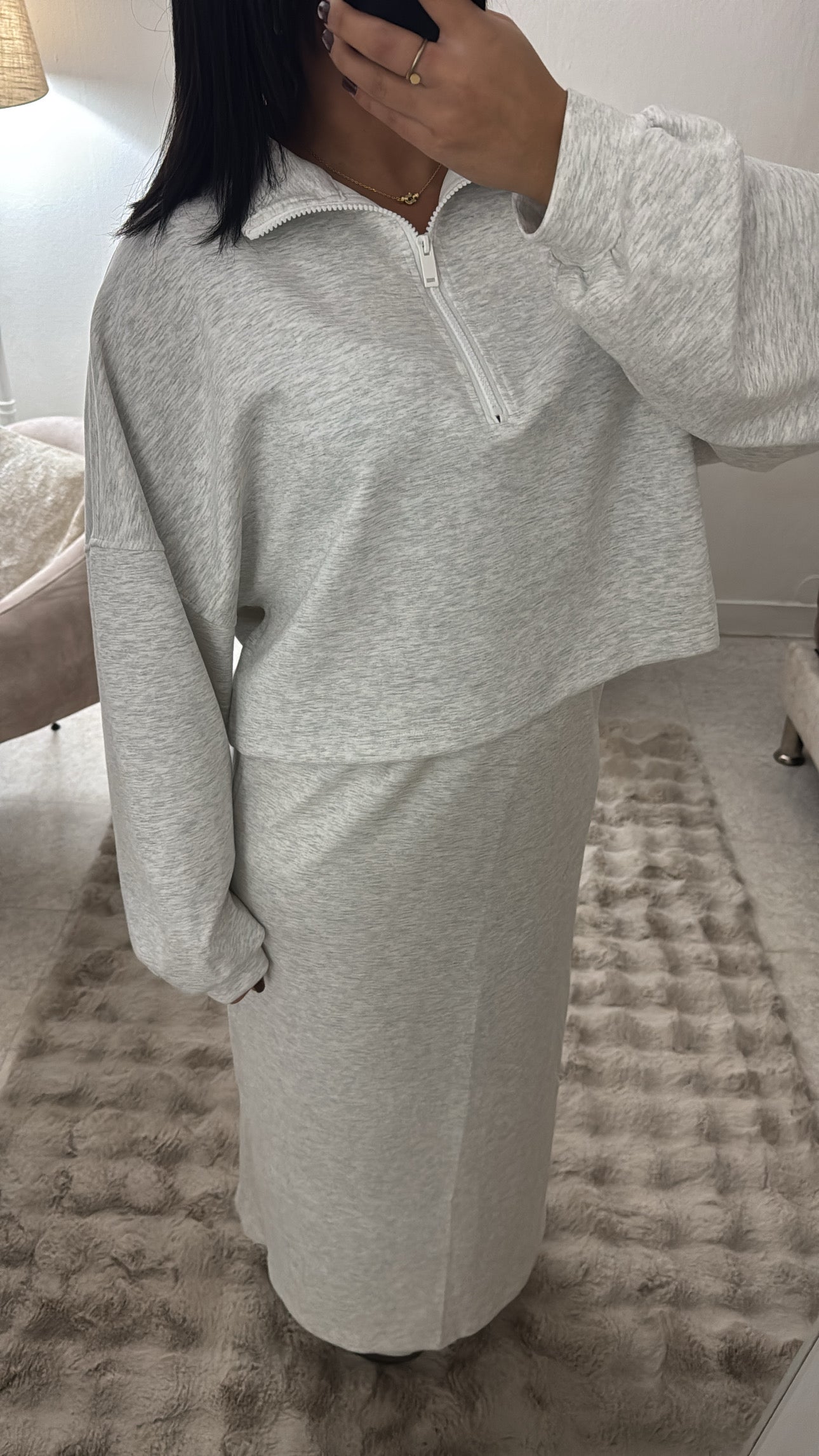 ENSEMBLE JUPE SPORT À ZIP GRIS