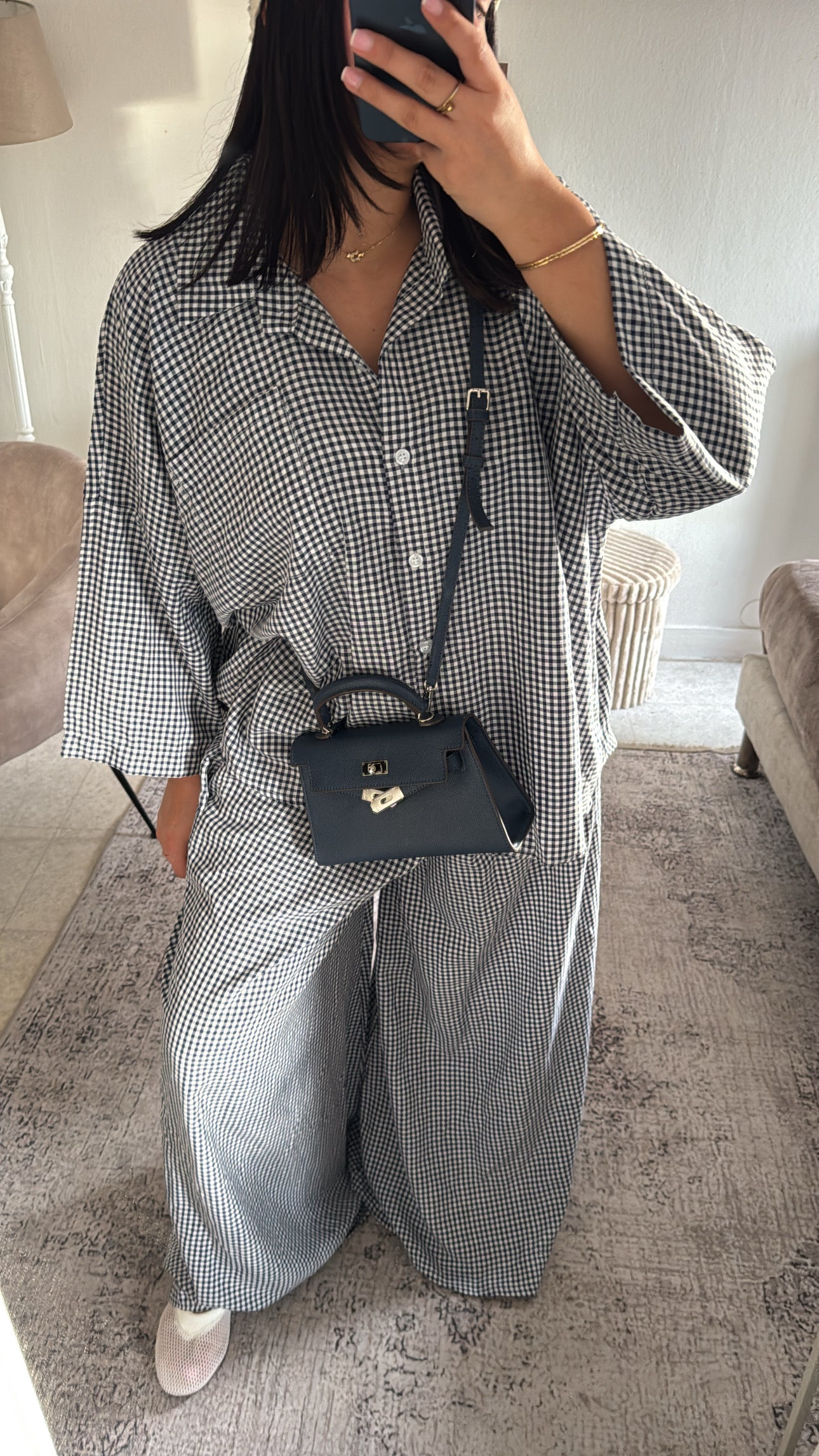 ENSEMBLE CARREAUX OVERSIZE BLEU