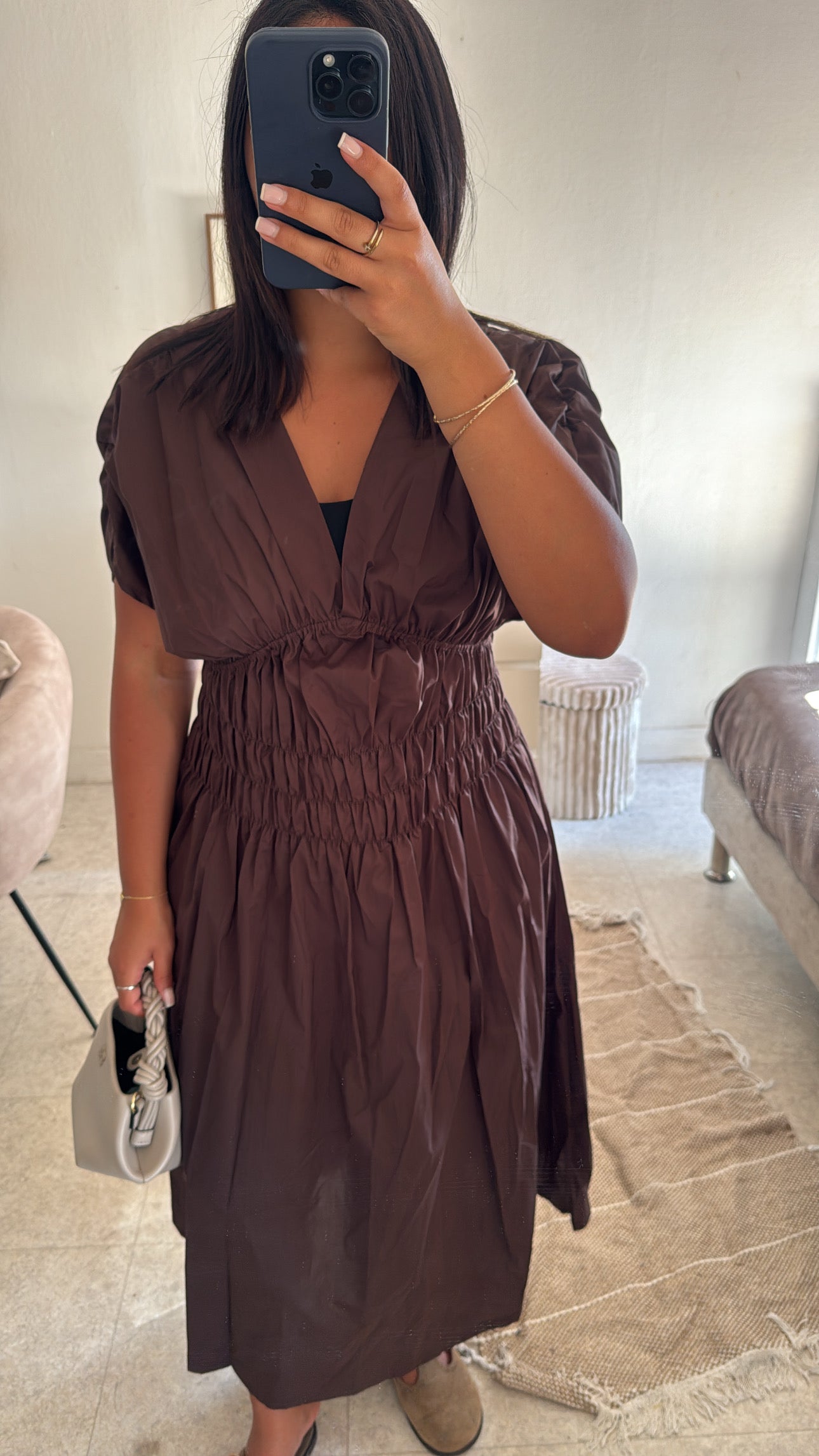 ROBE POPELINE MARRON