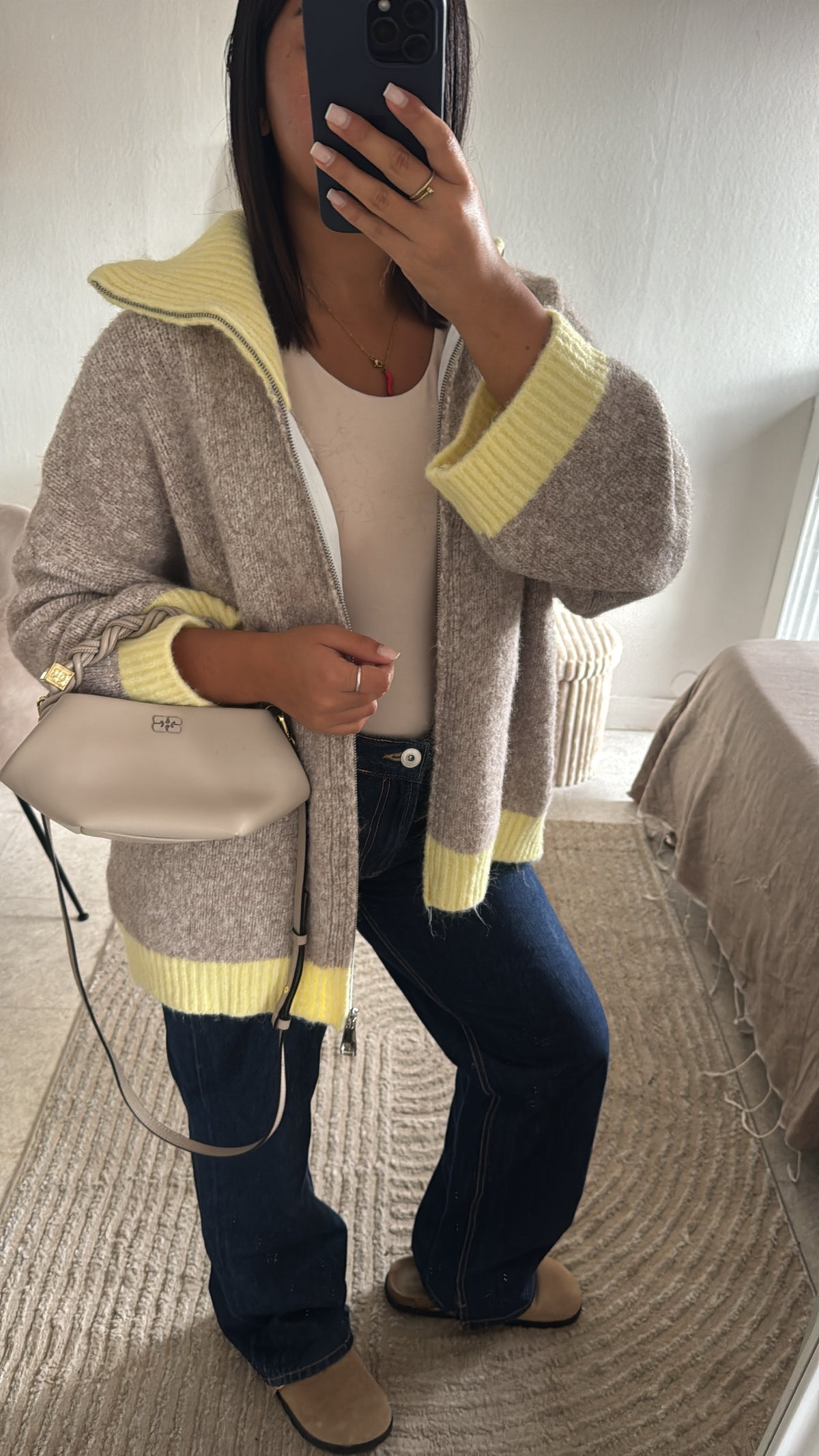 GILET BI COLOR INSPI ZARA CRÈME