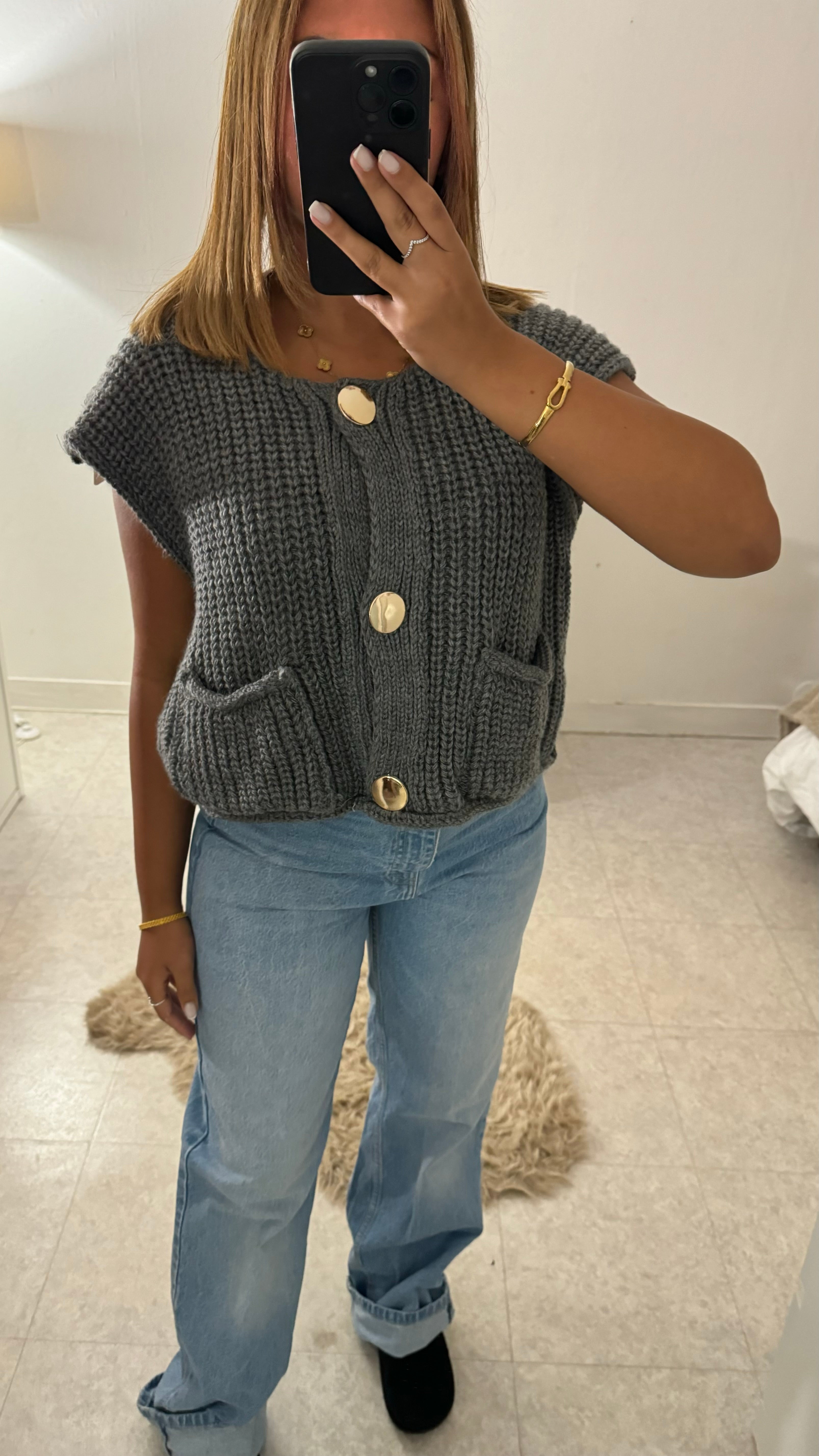 GILET EN MAILLE INSPI Z GRIS