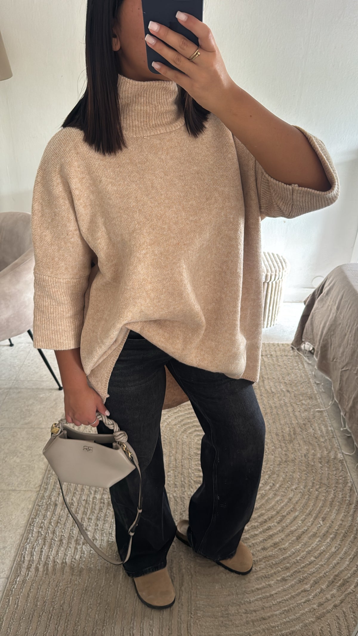 PULL TRICOT ASYMÉTRIQUE CAMEL