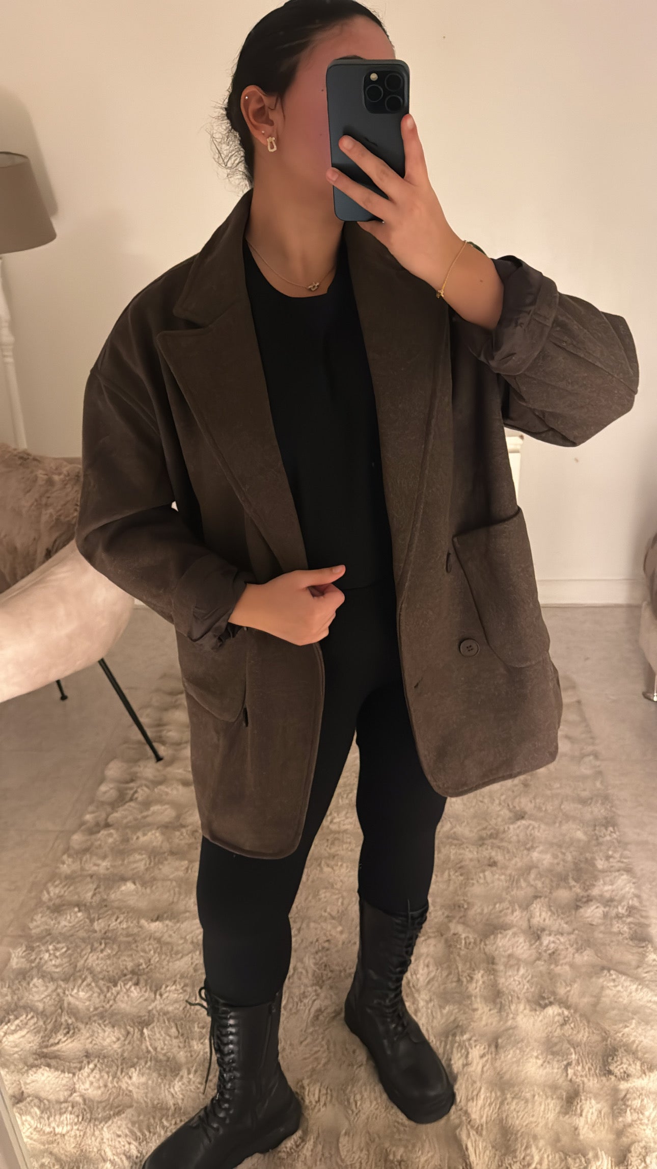 BLAZER EN LAINE MARRON