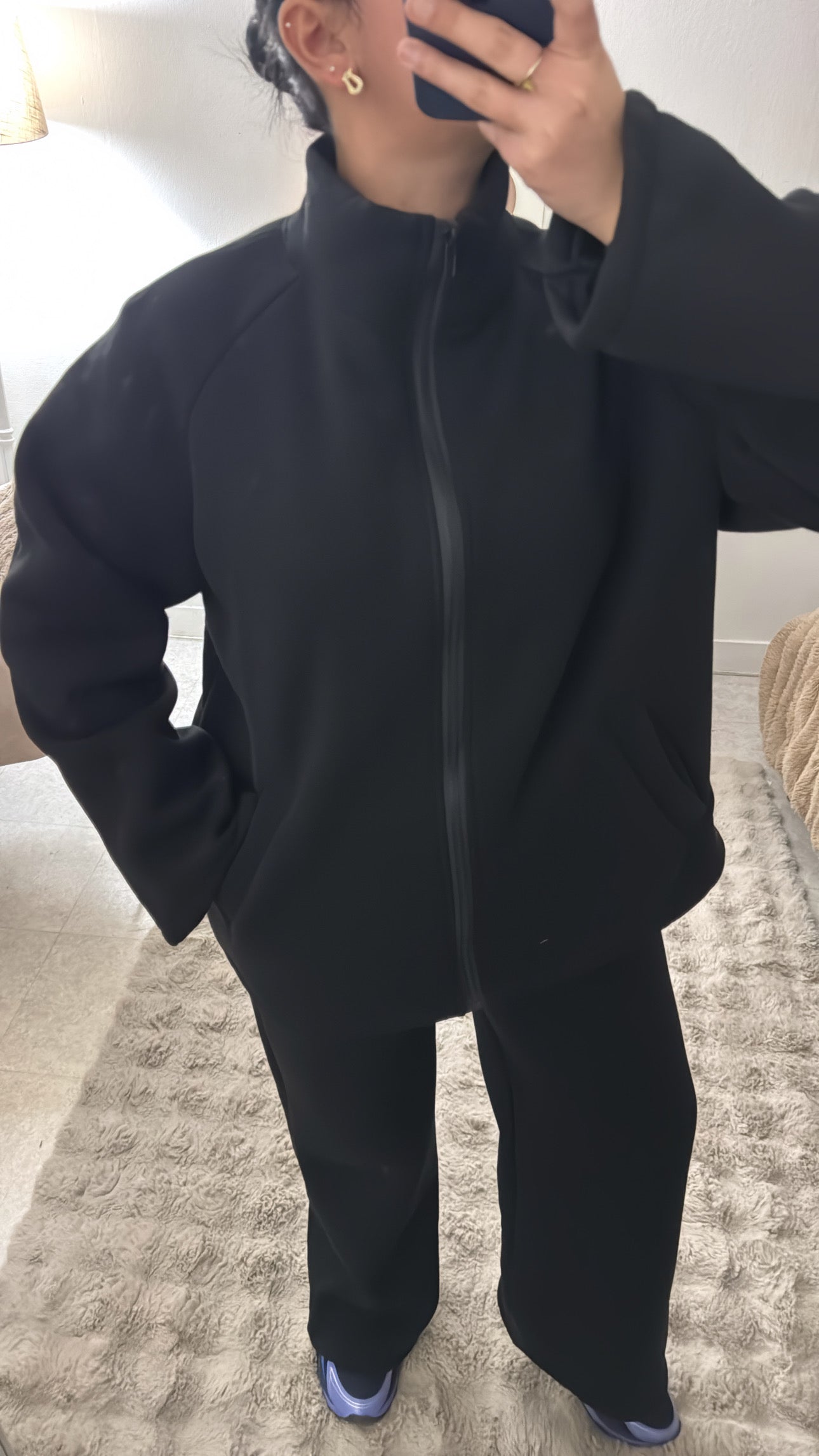 ENSEMBLE JOGGING À ZIP MOLLETONNÉ NOIR