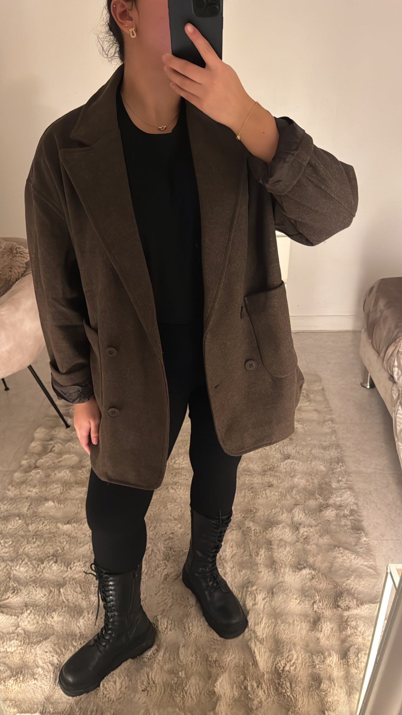 BLAZER EN LAINE MARRON