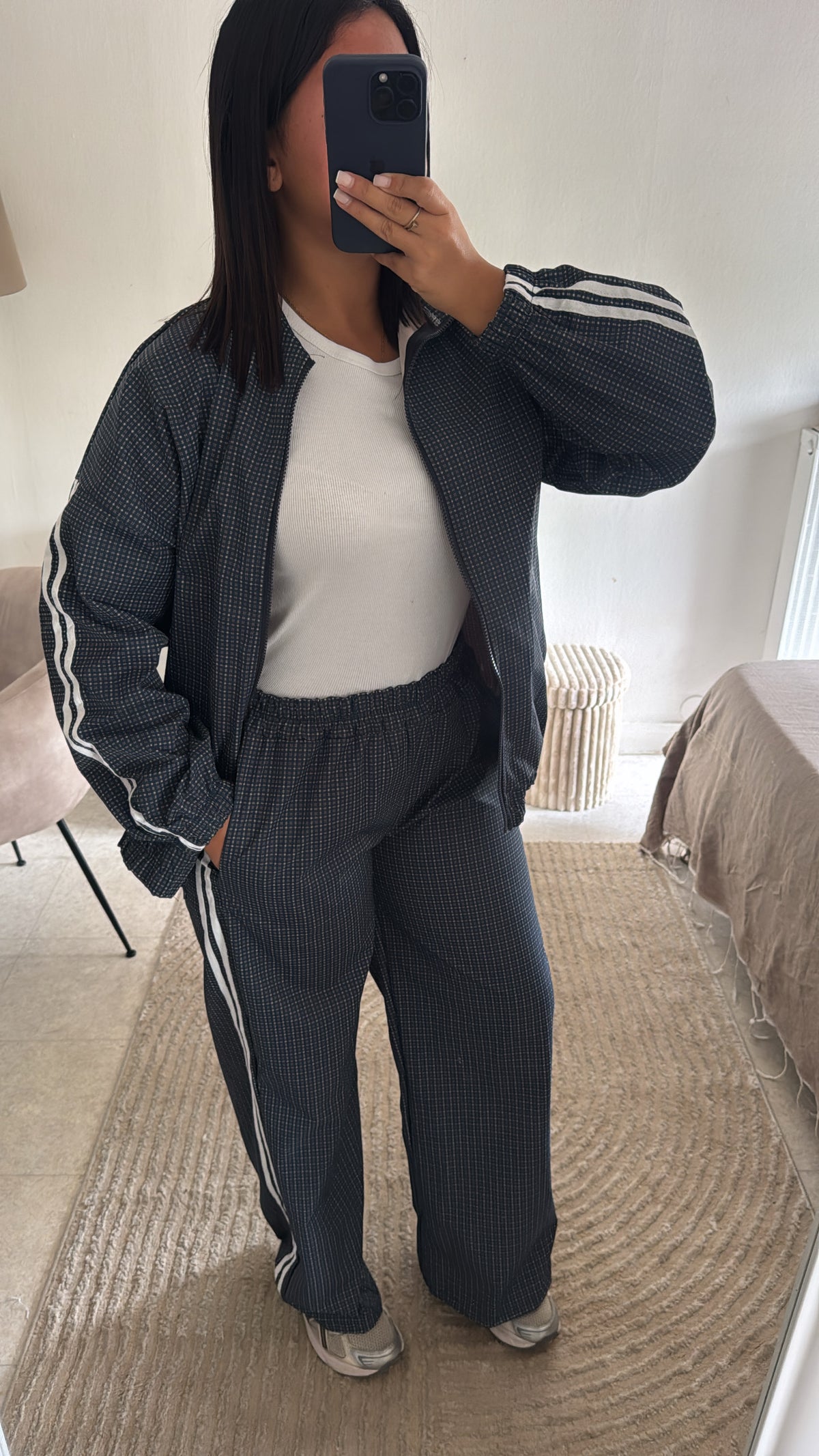 ENSEMBLE INSPI ZARA CARREAUX BLEU