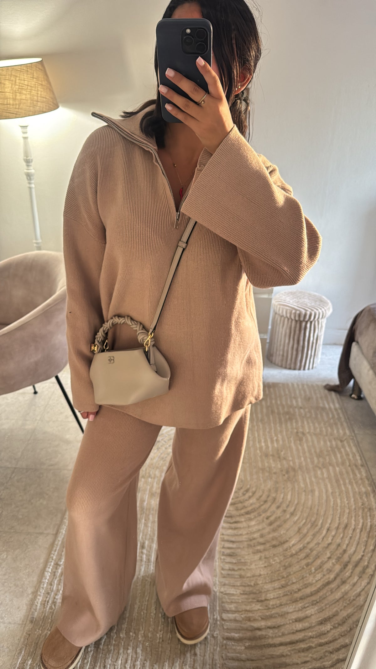 ENSEMBLE À ZIP MAILLE CAMEL