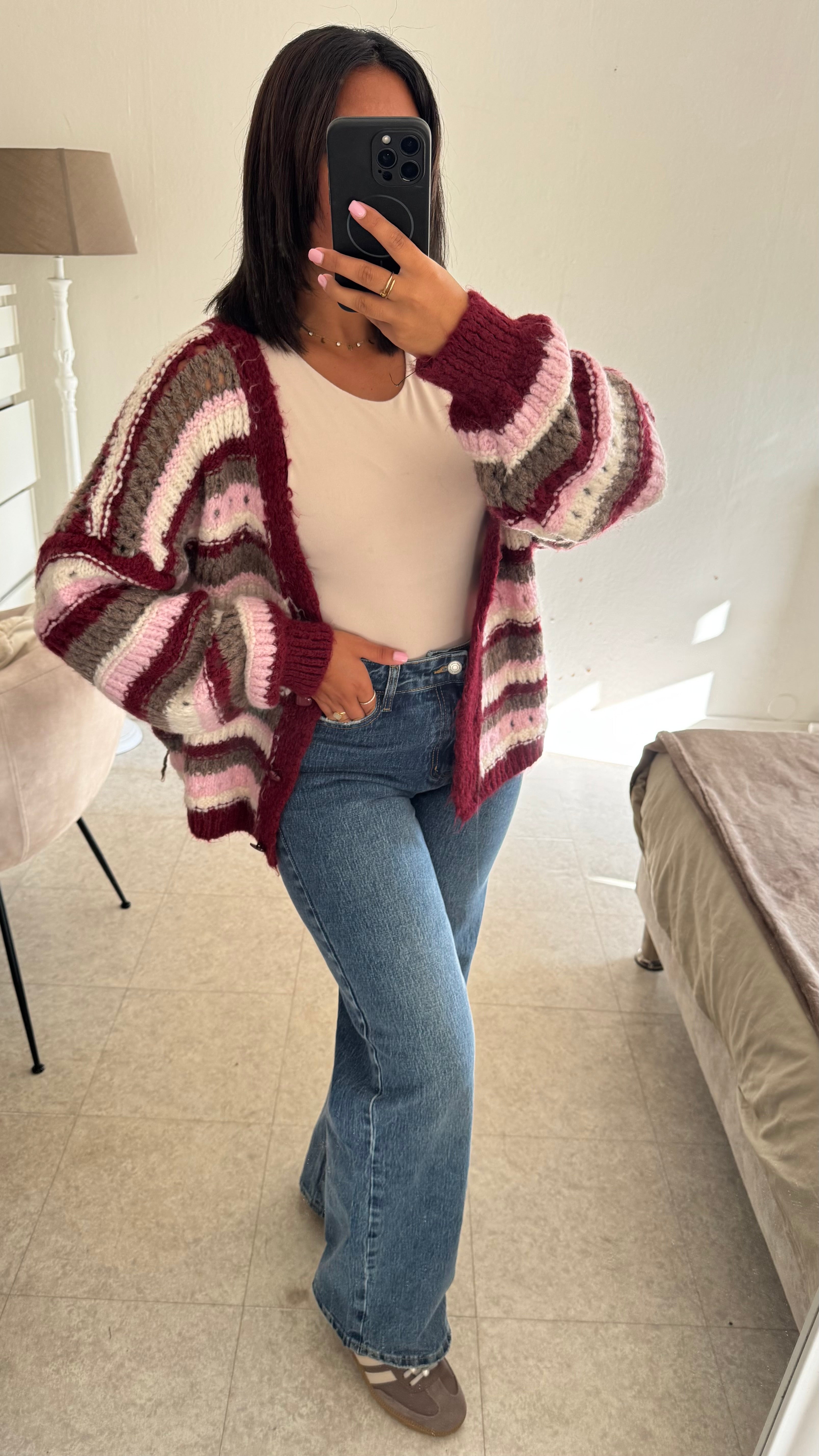 CARDIGAN RAYÉE ROUGE