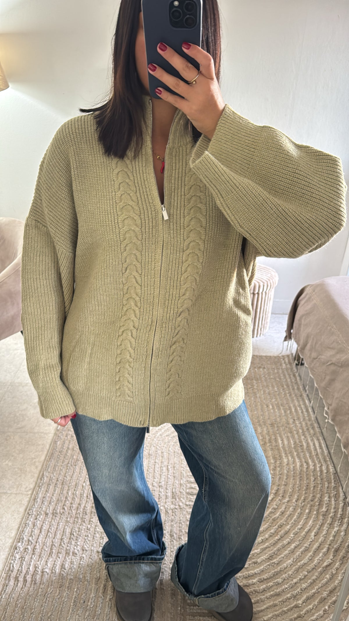 GILET TRICOT PISTACHE