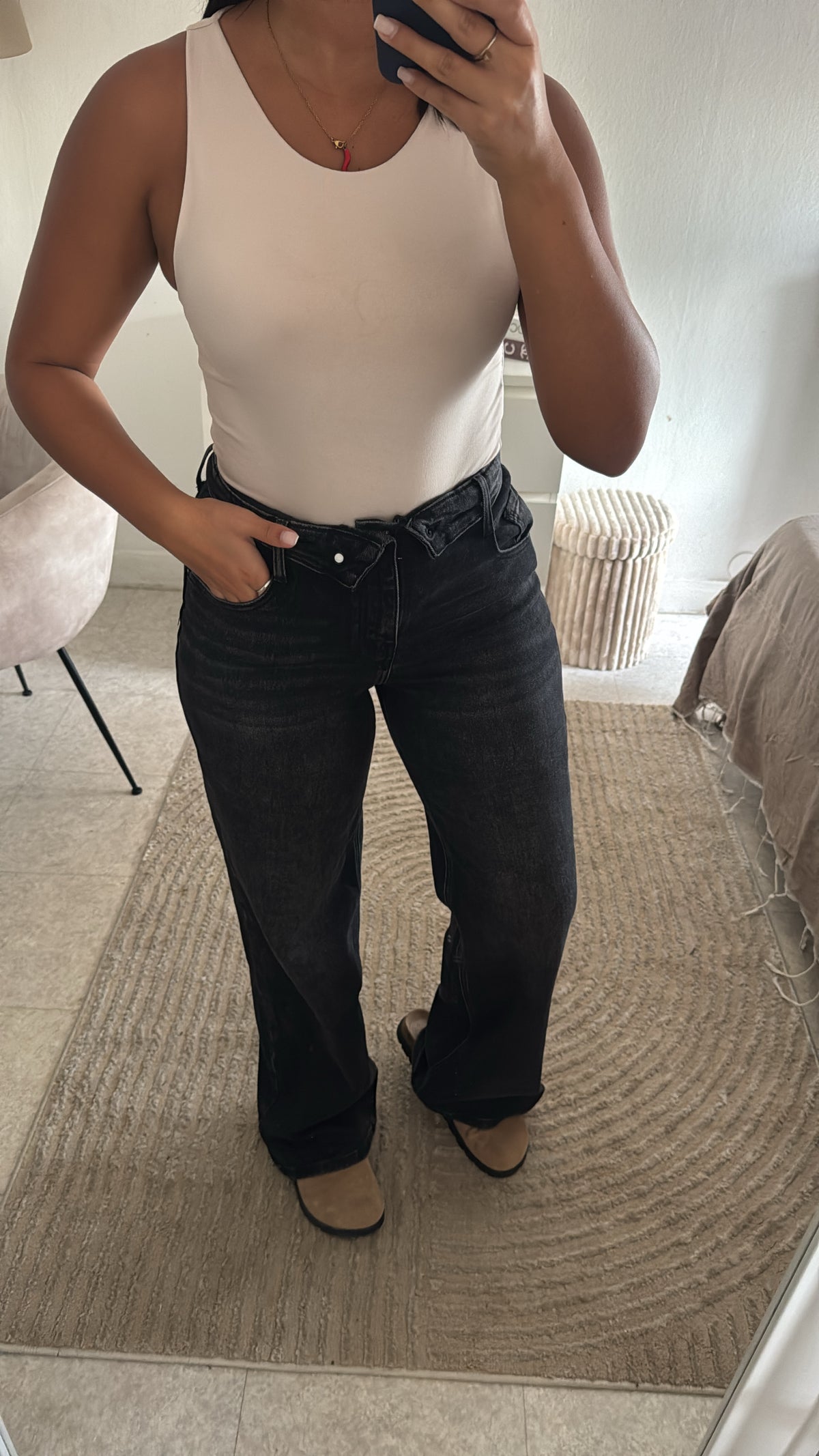 JEANS RENVERS INSPI ZARA NOIR