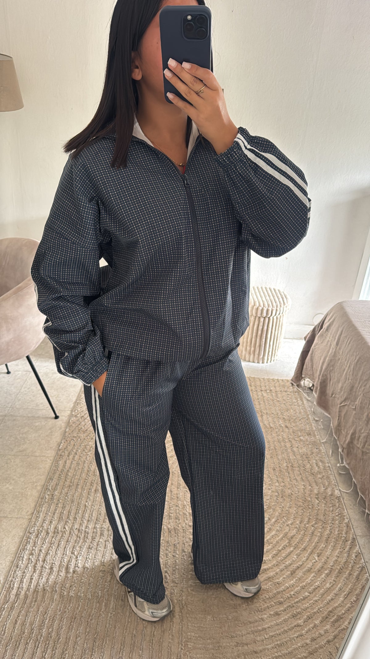 ENSEMBLE INSPI ZARA CARREAUX BLEU