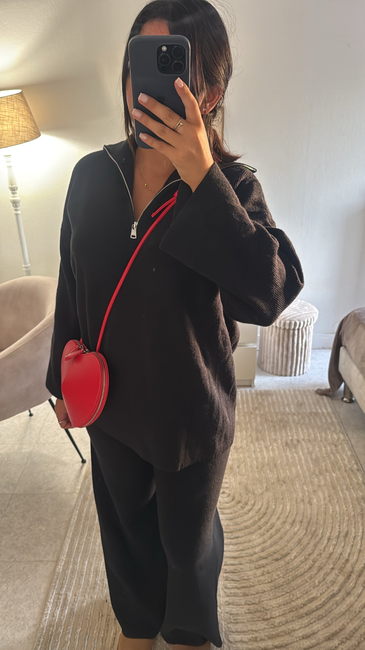 ENSEMBLE À ZIP MAILLE NOIR