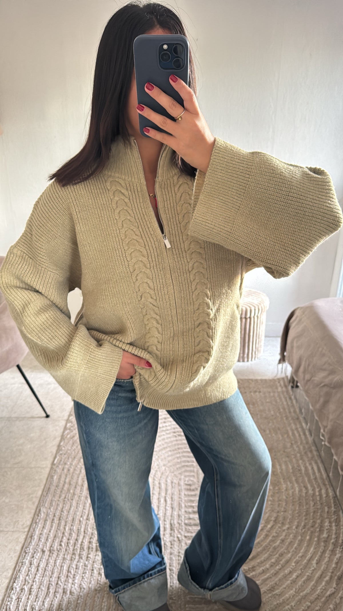 GILET TRICOT PISTACHE