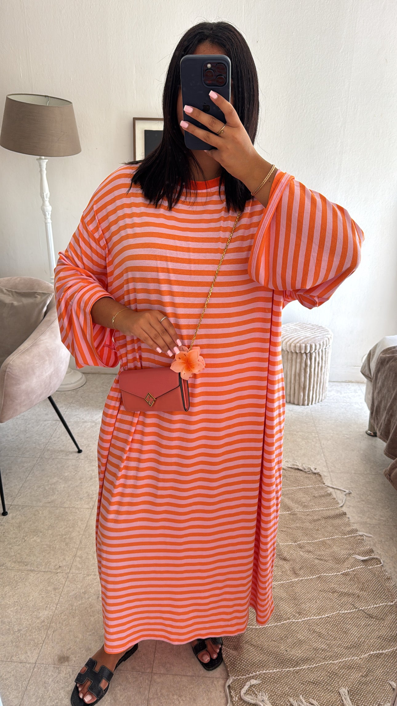 ROBE RAYÉE ROSE