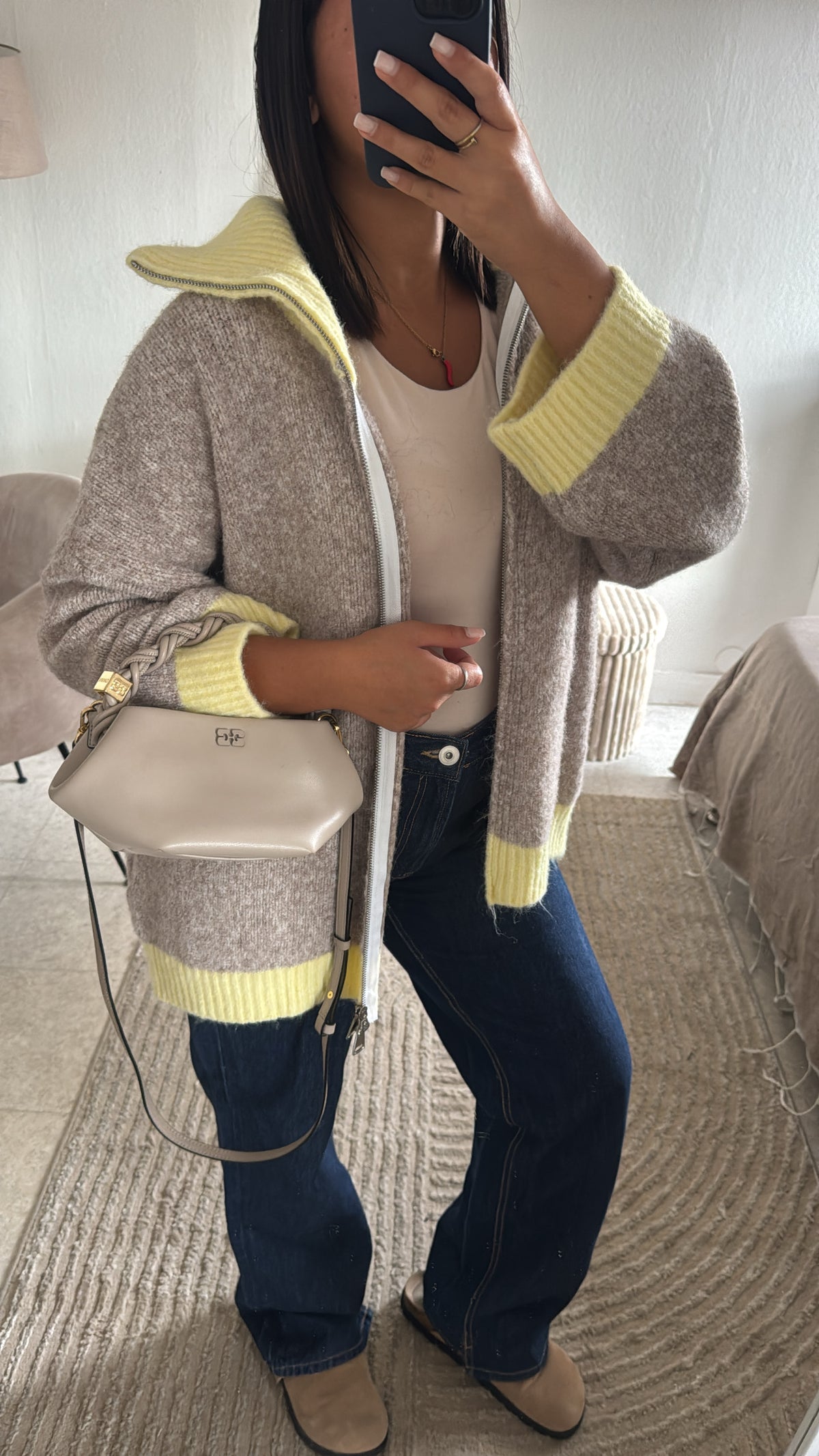 GILET BI COLOR INSPI ZARA CRÈME