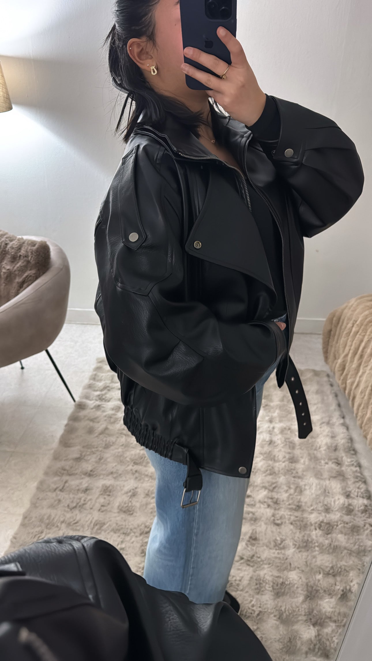 VESTE EN CUIR OVERSIZE