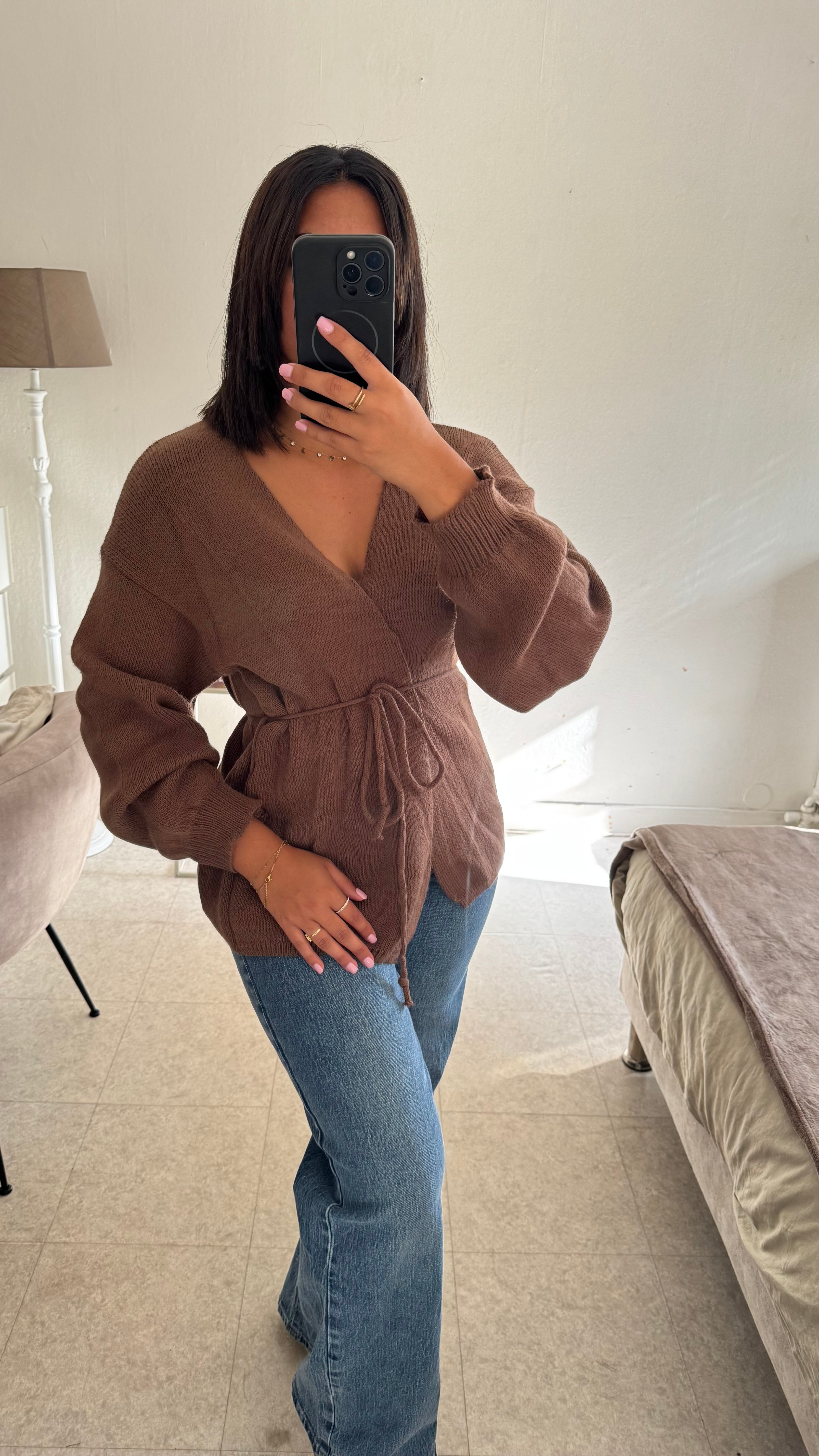GILET NOUÉE MARRON