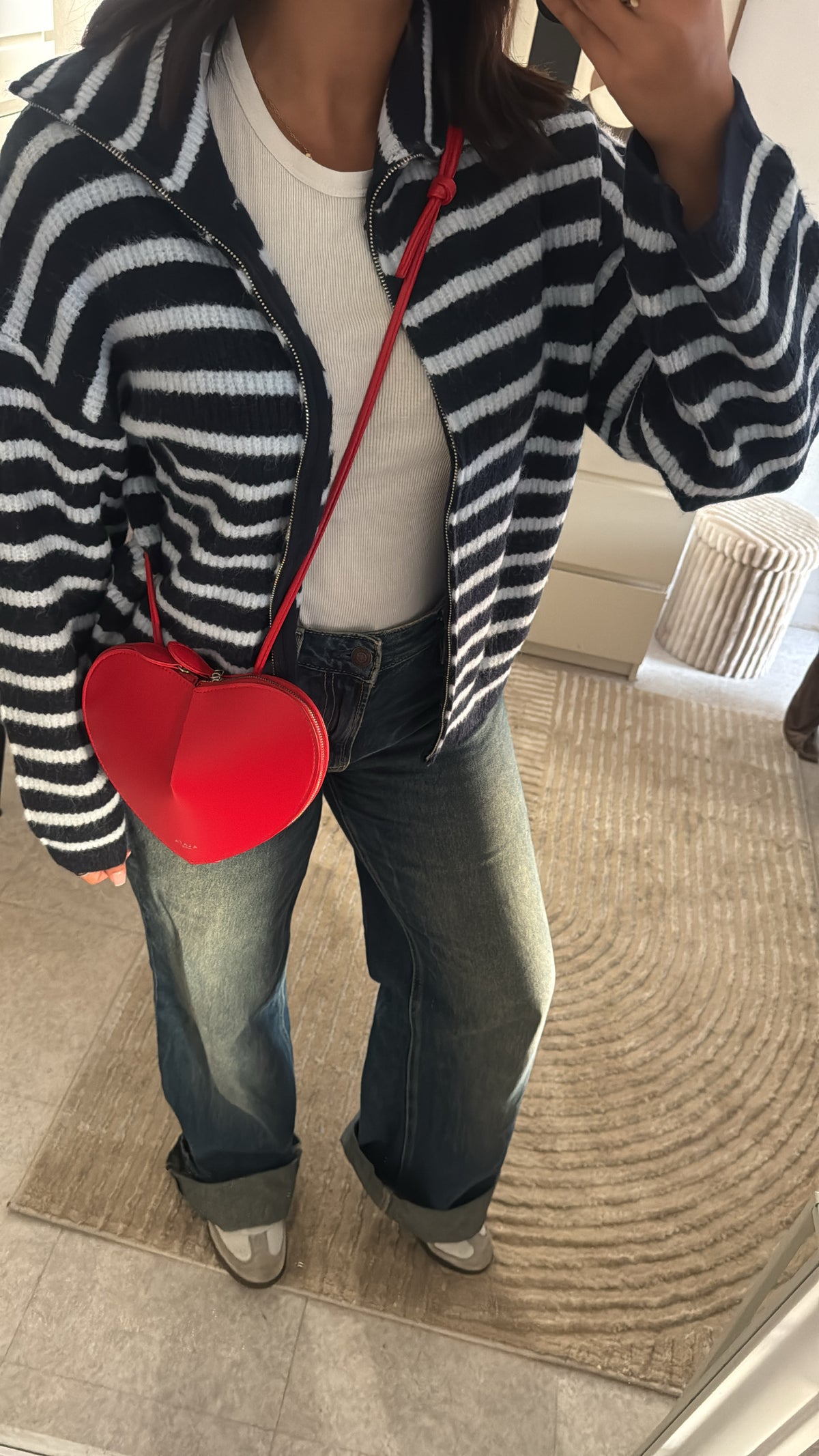 GILET À ZIP RAYÉ BLEU