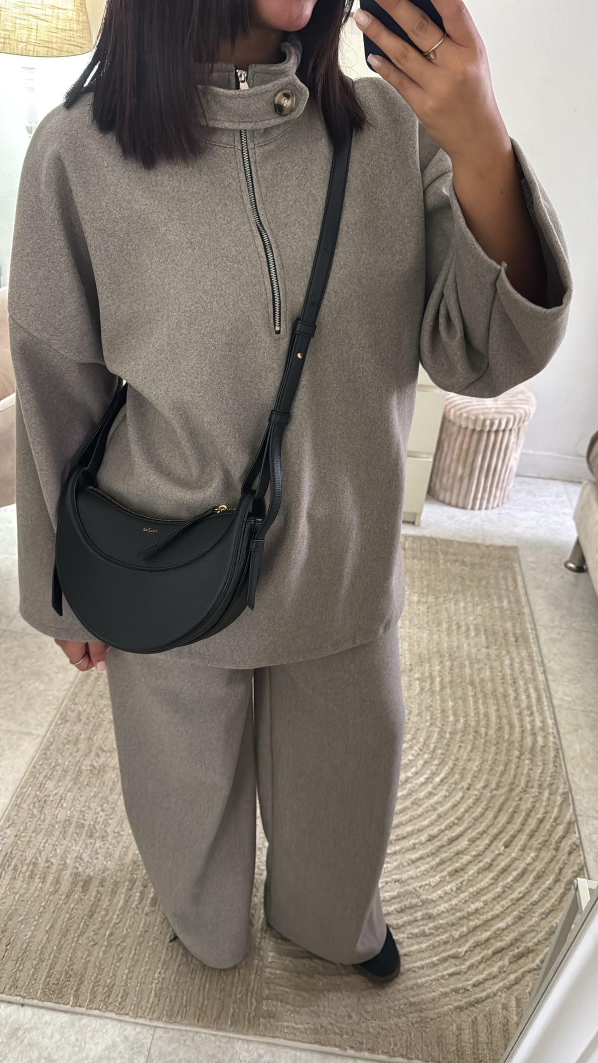 ENSEMBLE À ZIP BOUTON TAUPE