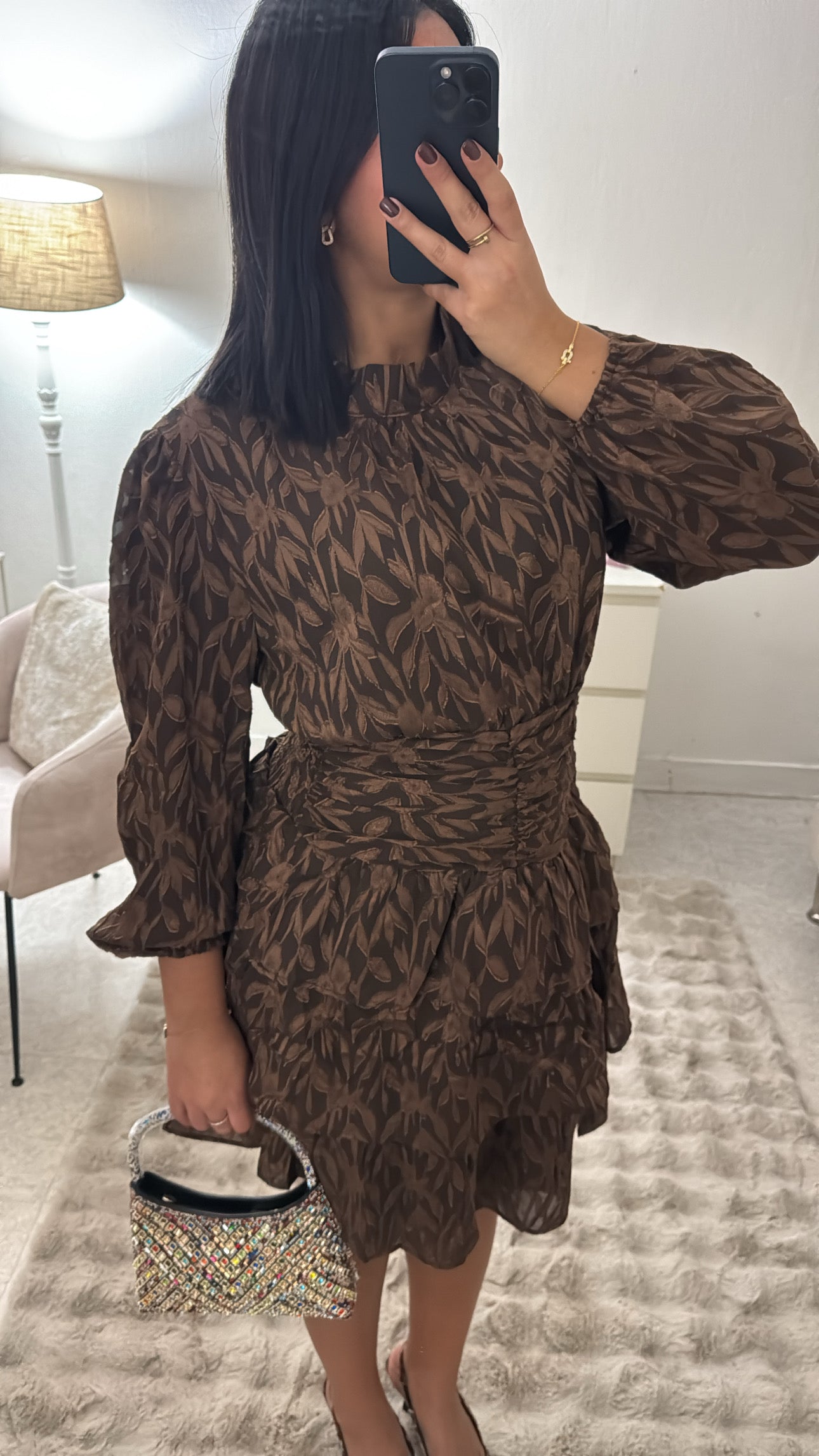 ROBE FROU FROU MARRON