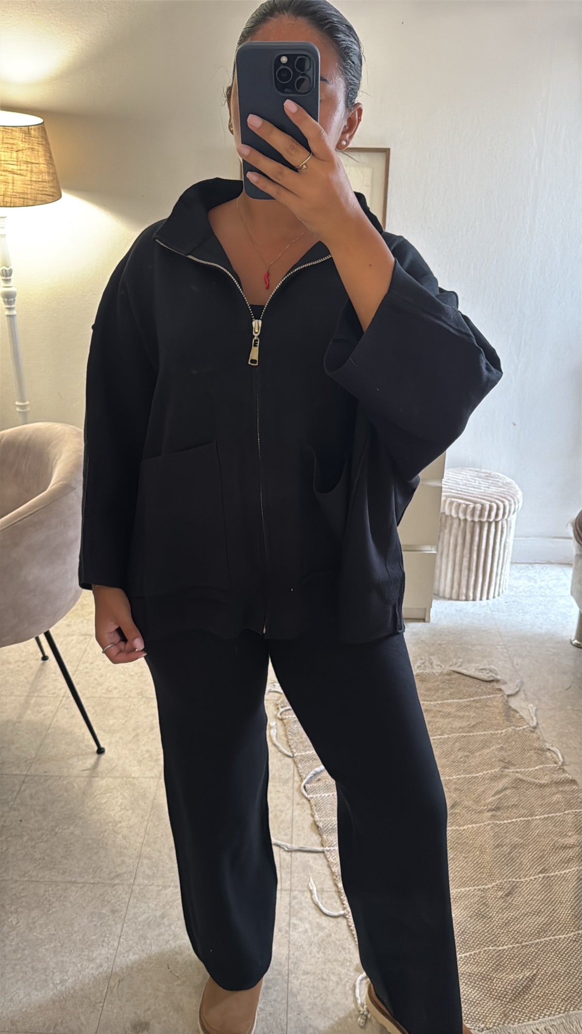 ENSEMBLE GILET À ZIP EN LAINE COSY NOIR