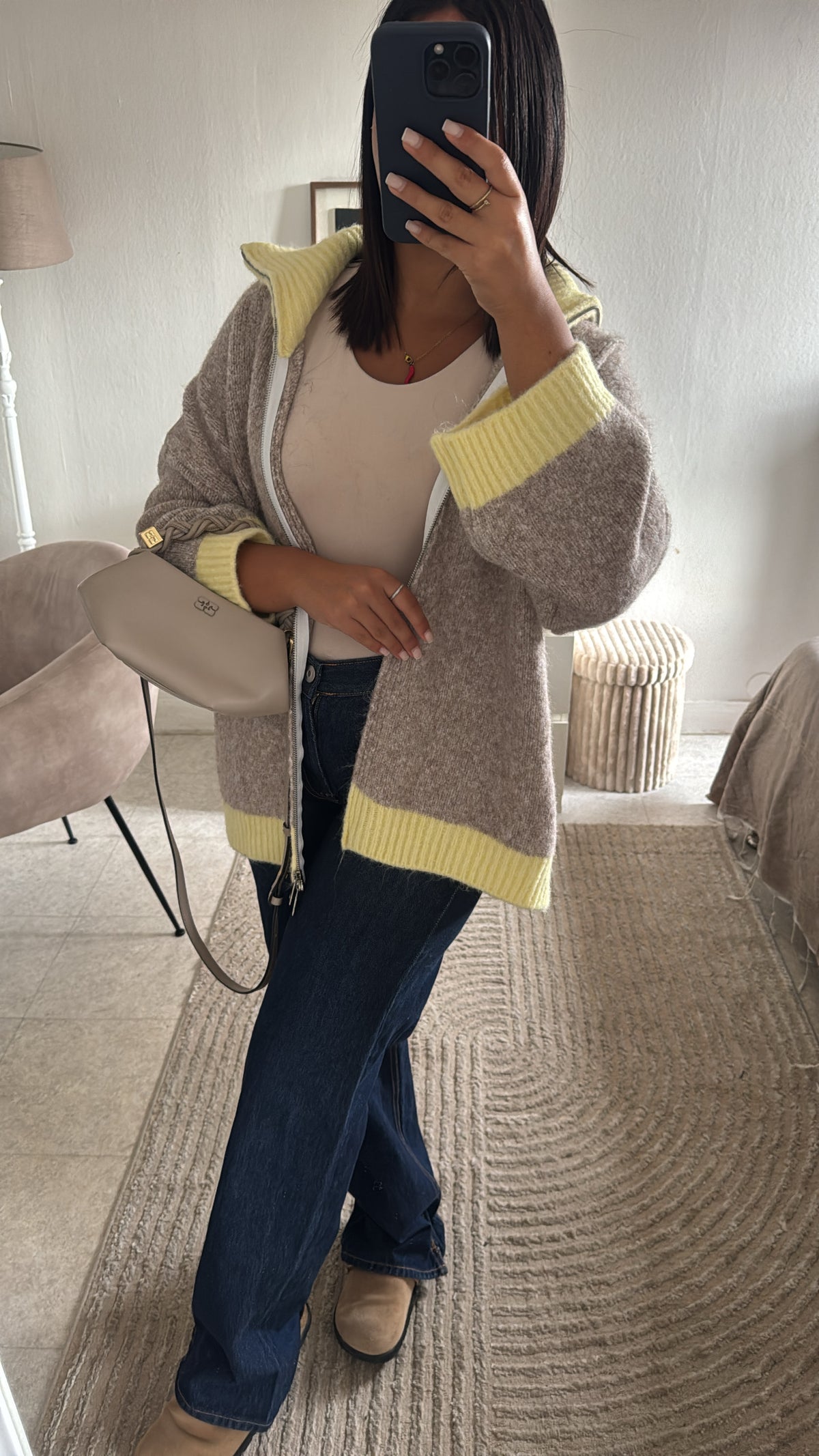 GILET BI COLOR INSPI ZARA CRÈME