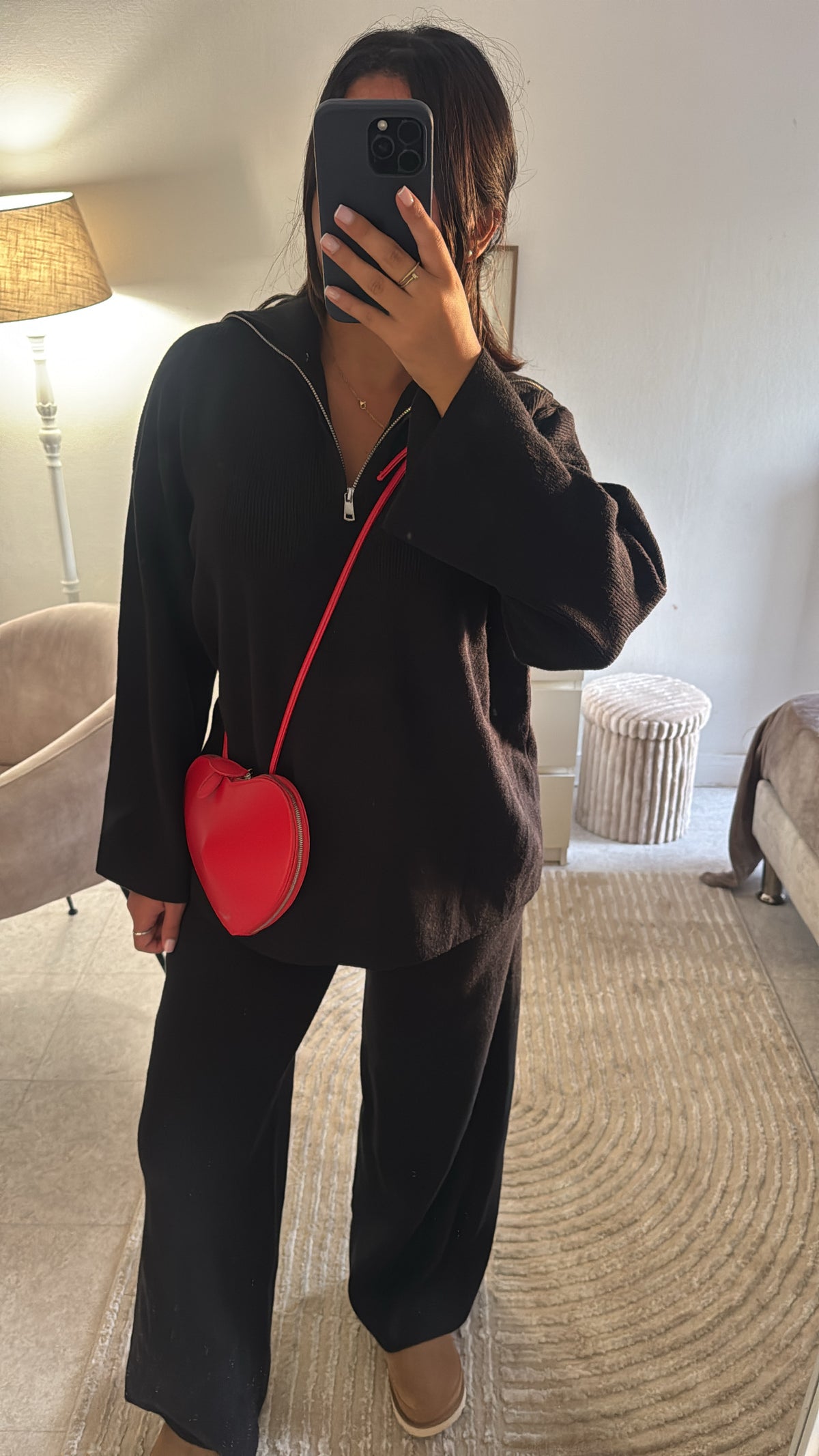 ENSEMBLE À ZIP MAILLE NOIR
