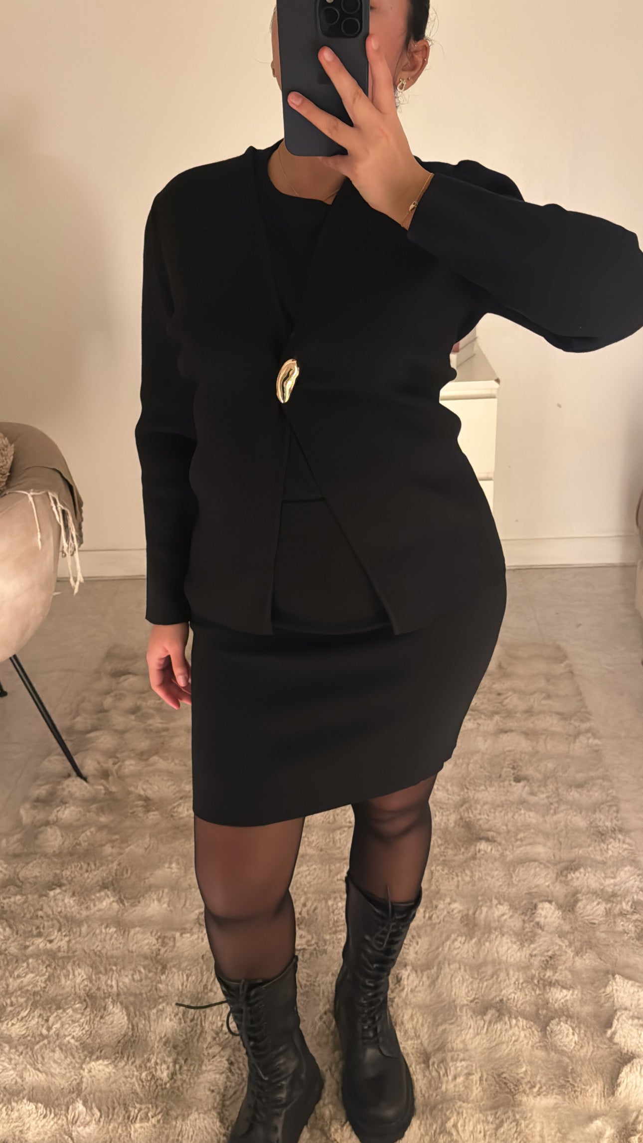 ENSEMBLE JUPE STRUCTURÉ NOIR