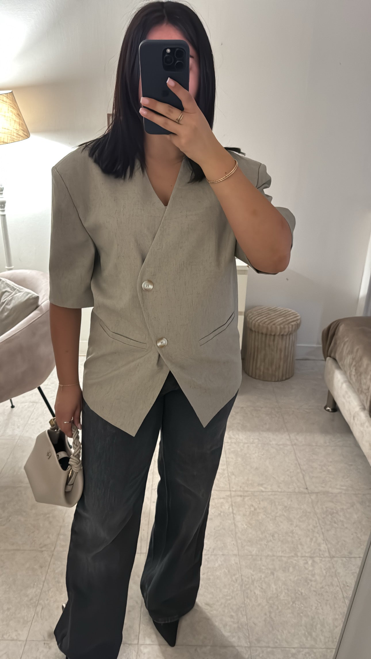 BLAZER EN LIN TAUPE