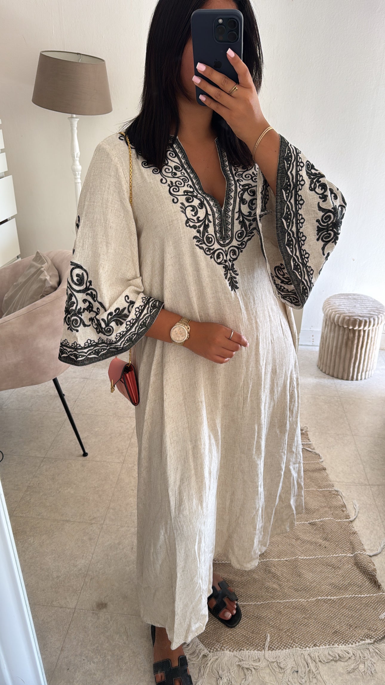 ROBE BELDI EN LIN BEIGE