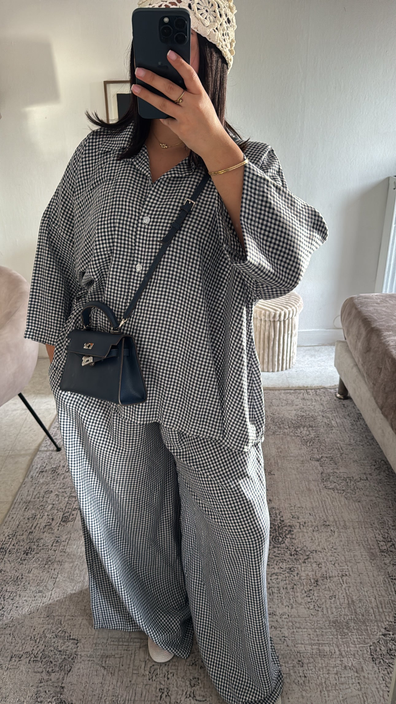 ENSEMBLE CARREAUX OVERSIZE BLEU