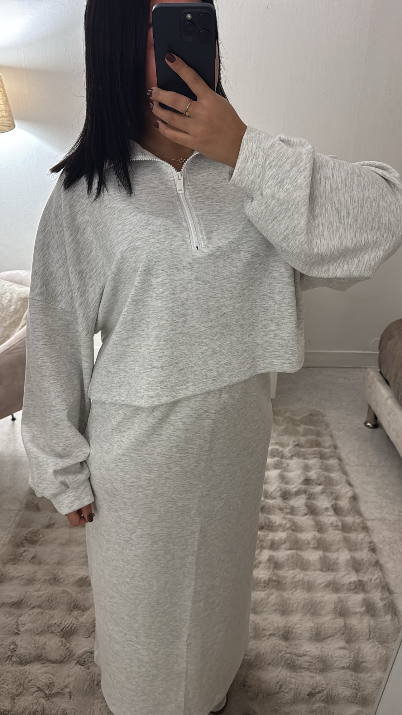 ENSEMBLE JUPE SPORT À ZIP GRIS