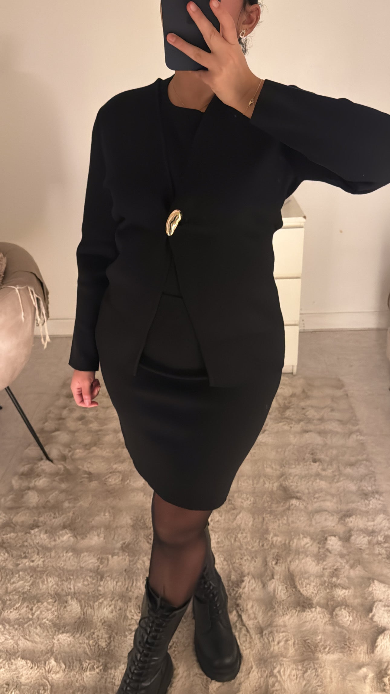 ENSEMBLE JUPE STRUCTURÉ NOIR