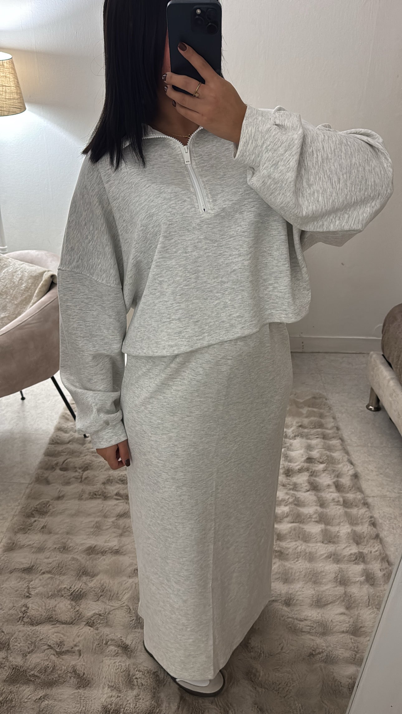 ENSEMBLE JUPE SPORT À ZIP GRIS