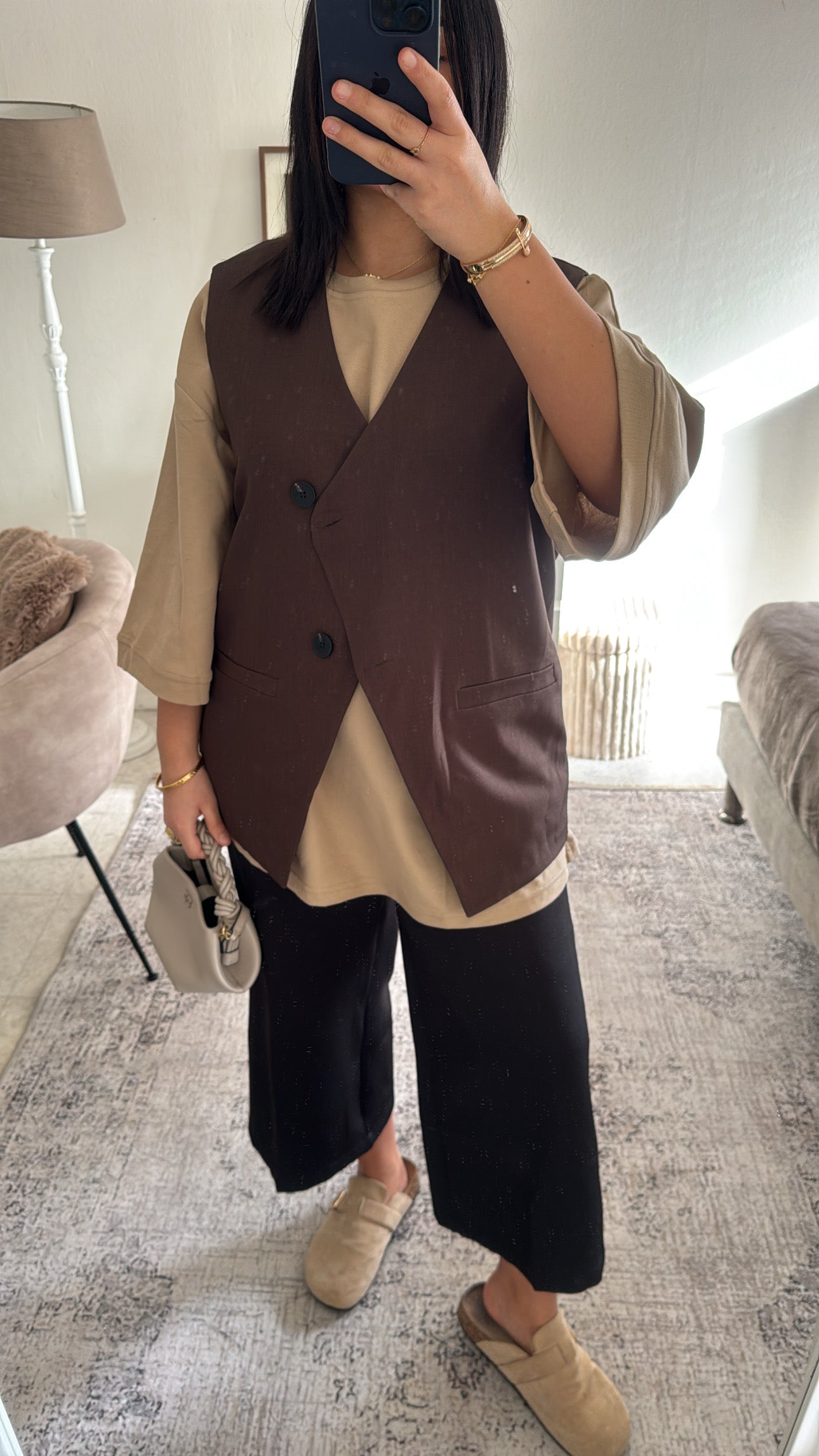 BLAZER SANS MANCHE ASYMÉTRIQUE MARRON