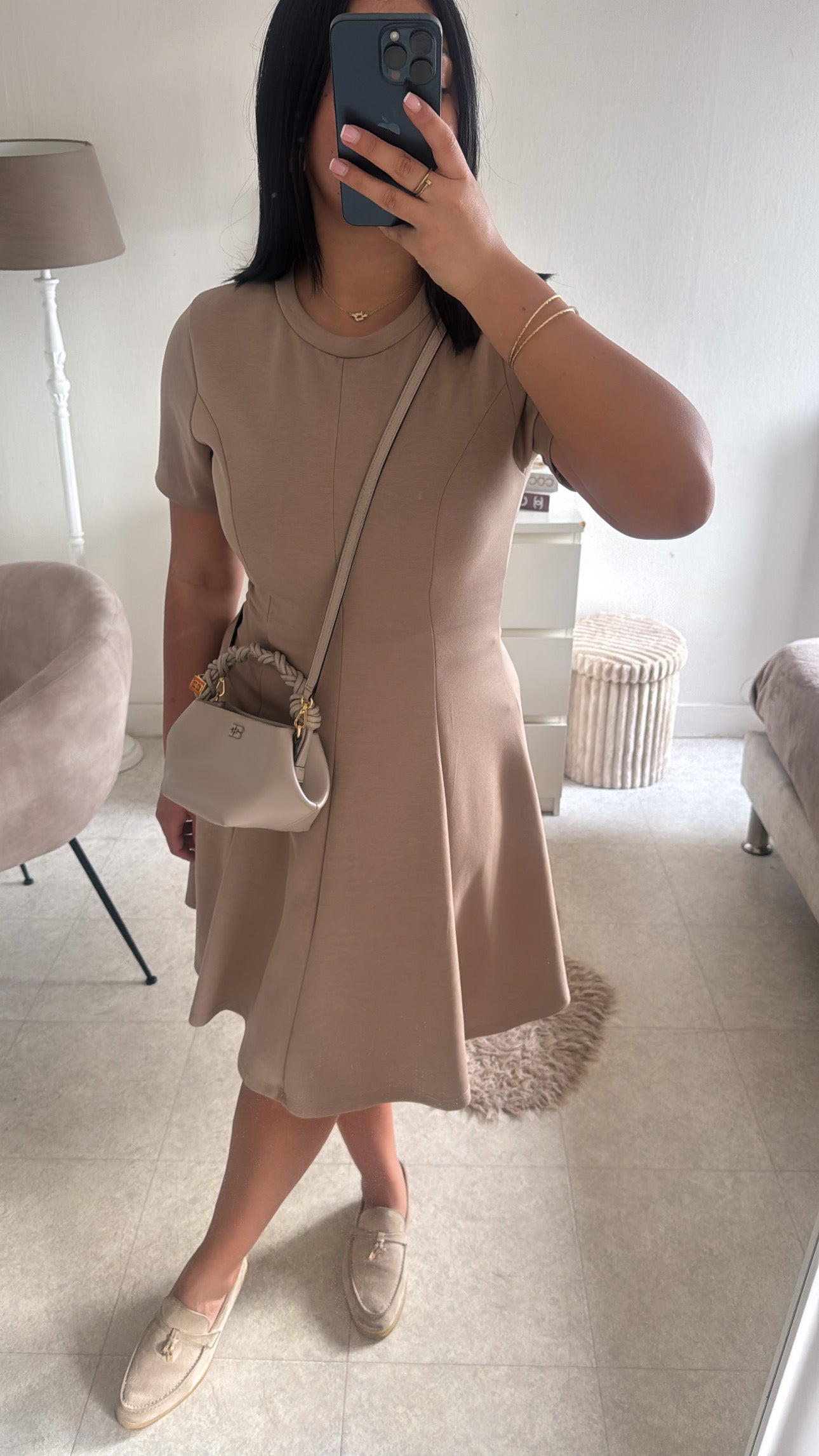 ROBE VOLANT BEIGE