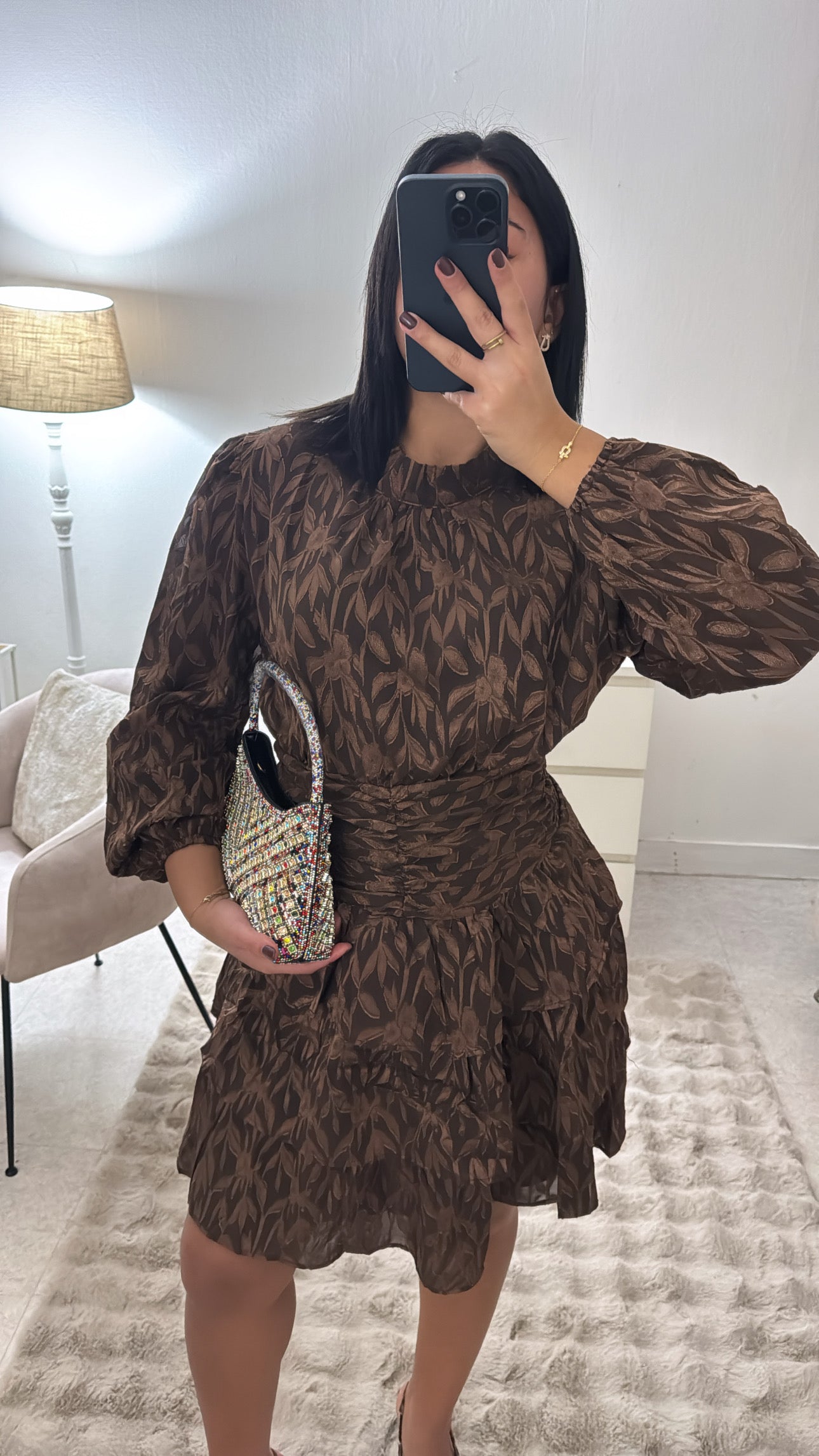 ROBE FROU FROU MARRON