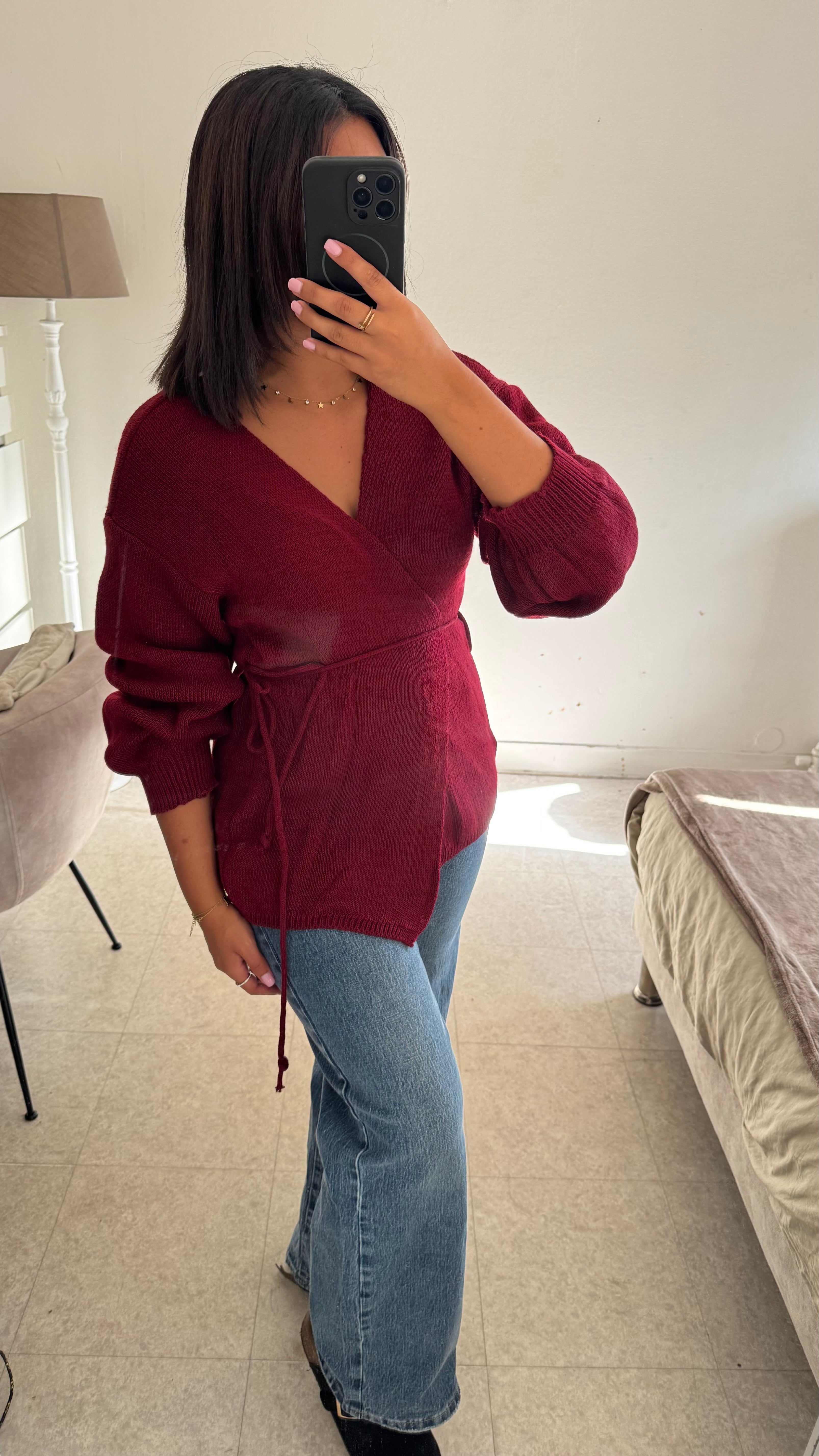 GILET NOUÉE BORDEAUX